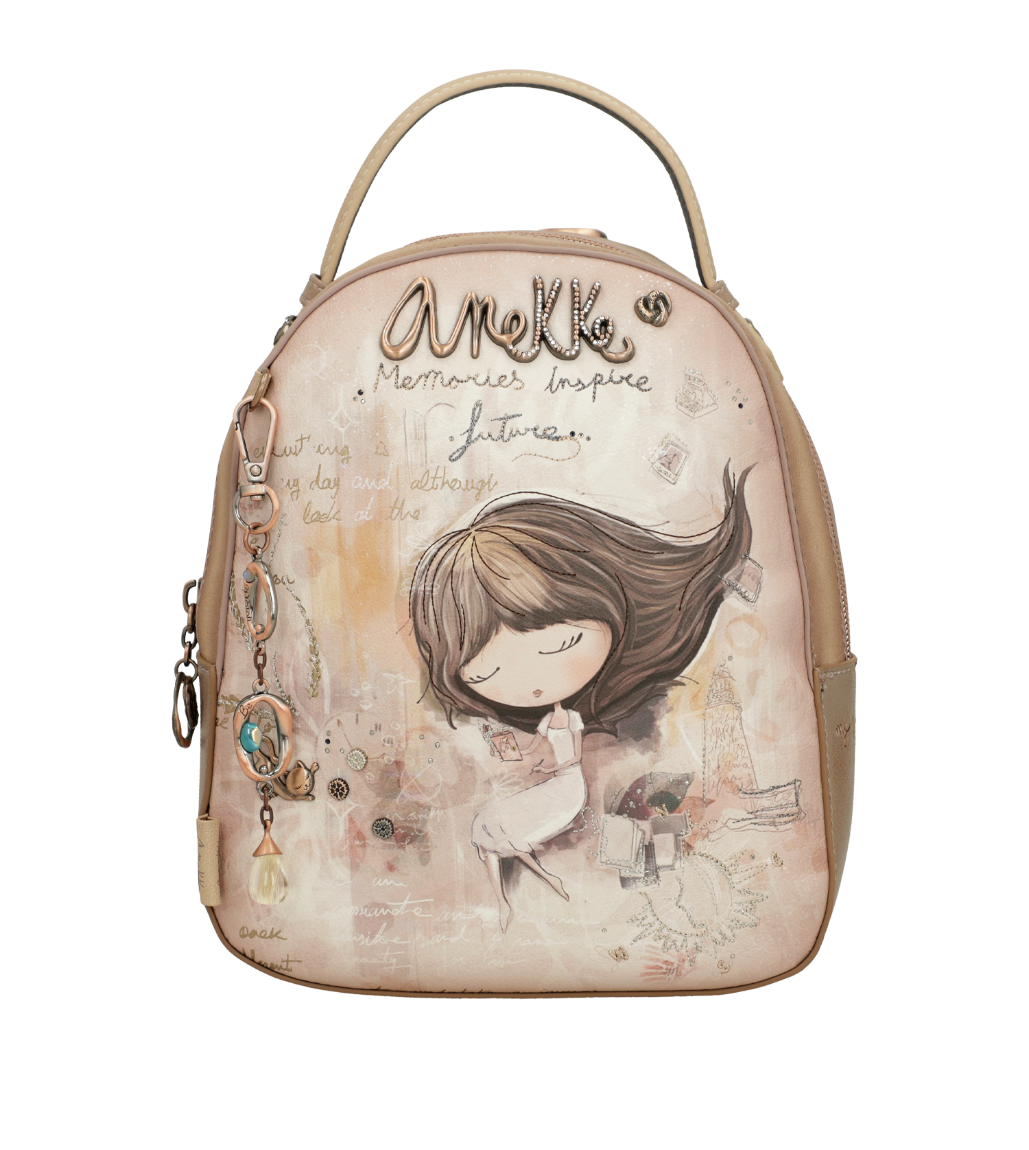 Zainetto Anekke compatto ed elegante con illustrazione artistica Beige TU | Giò Fashion