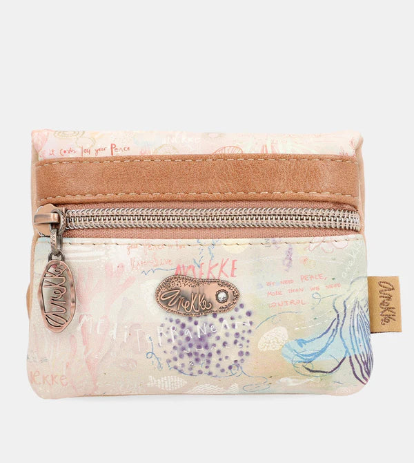 Mini pouch Anekke Relax con patta illustrata e ricami floreali