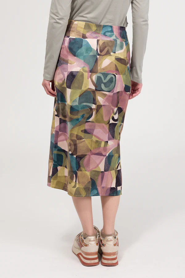 Anekke gonna donna pareo con stampa artistica stile elegante estivo Verde M | Giò Fashion