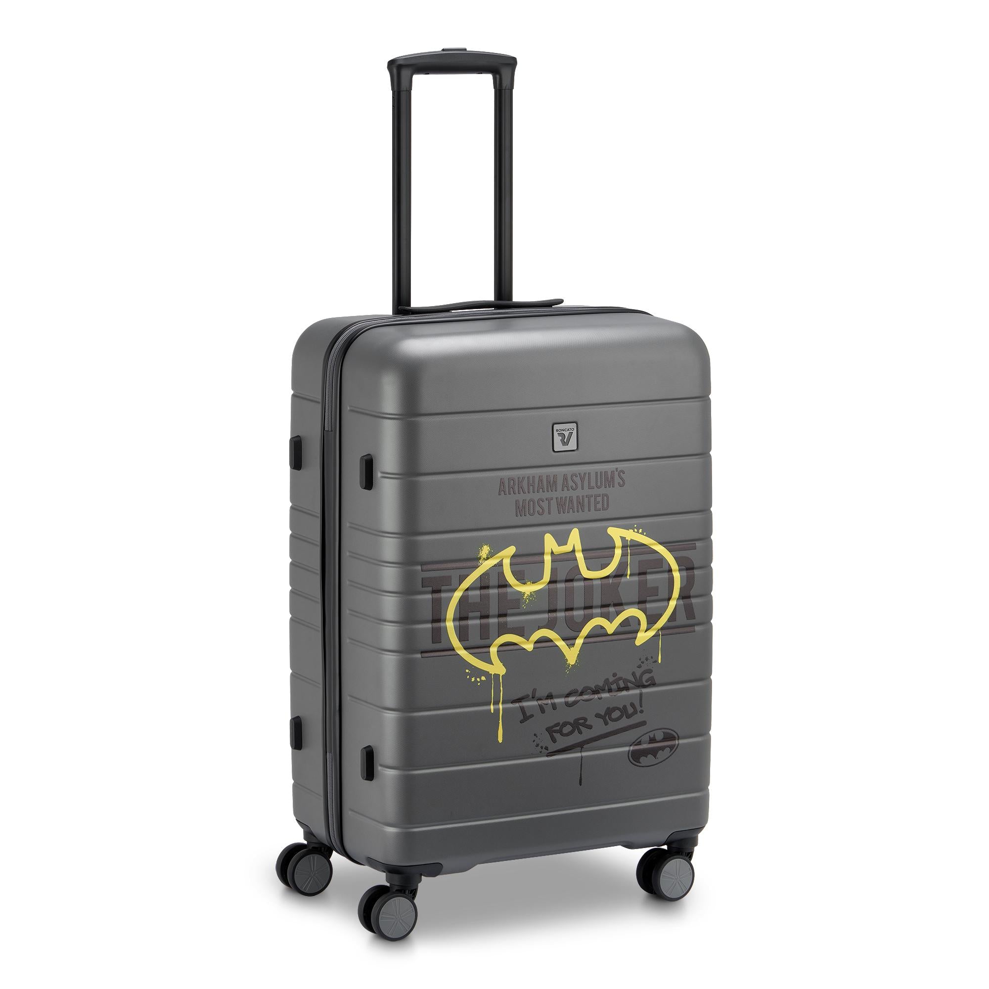 Trolley rigido medio V-Project con grafica supereroe e quattro ruote multidirezionali