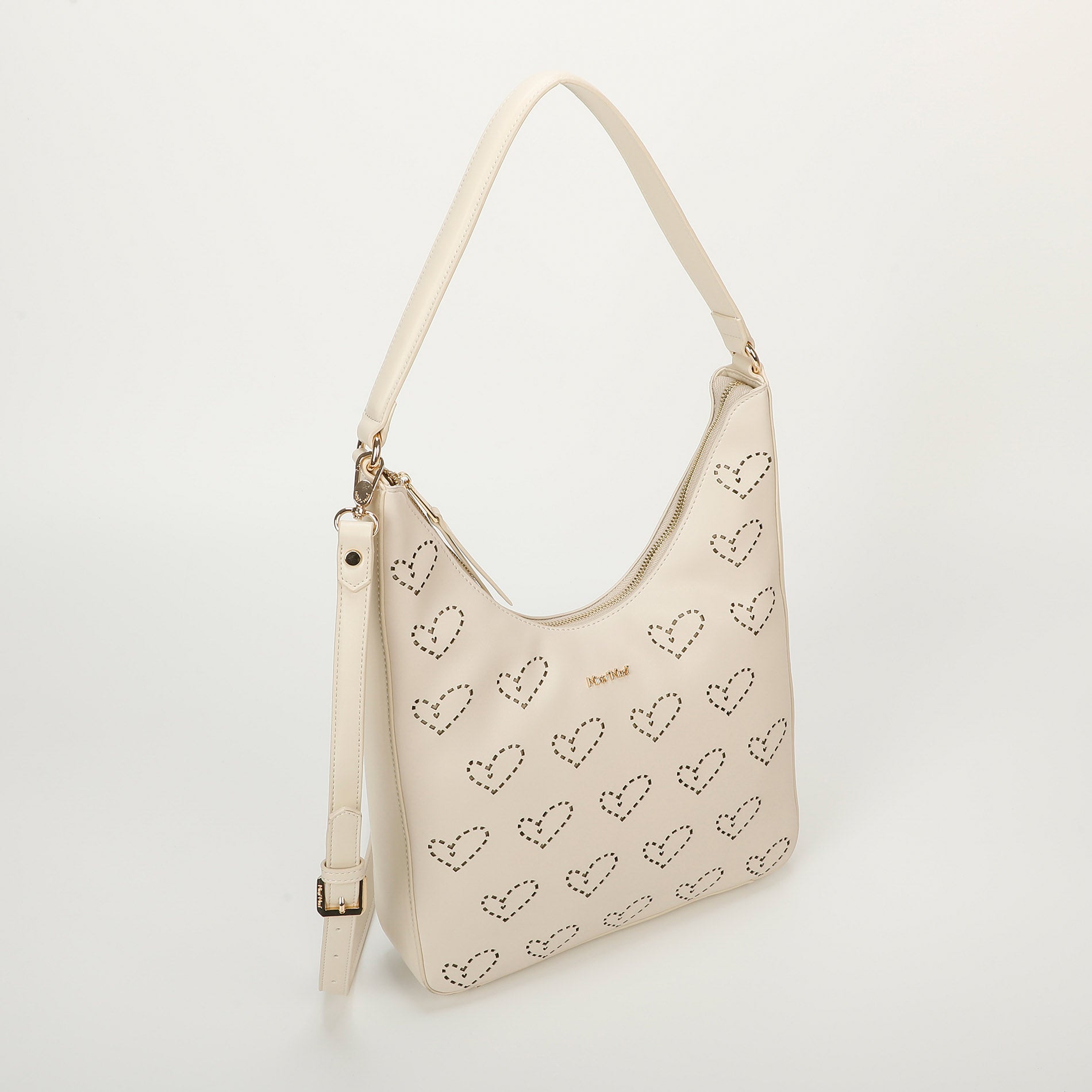 Mimi Mua Borsa a Spalla con Motivo Cuori Traforati Beige Taglia Unica | Giò Fashion