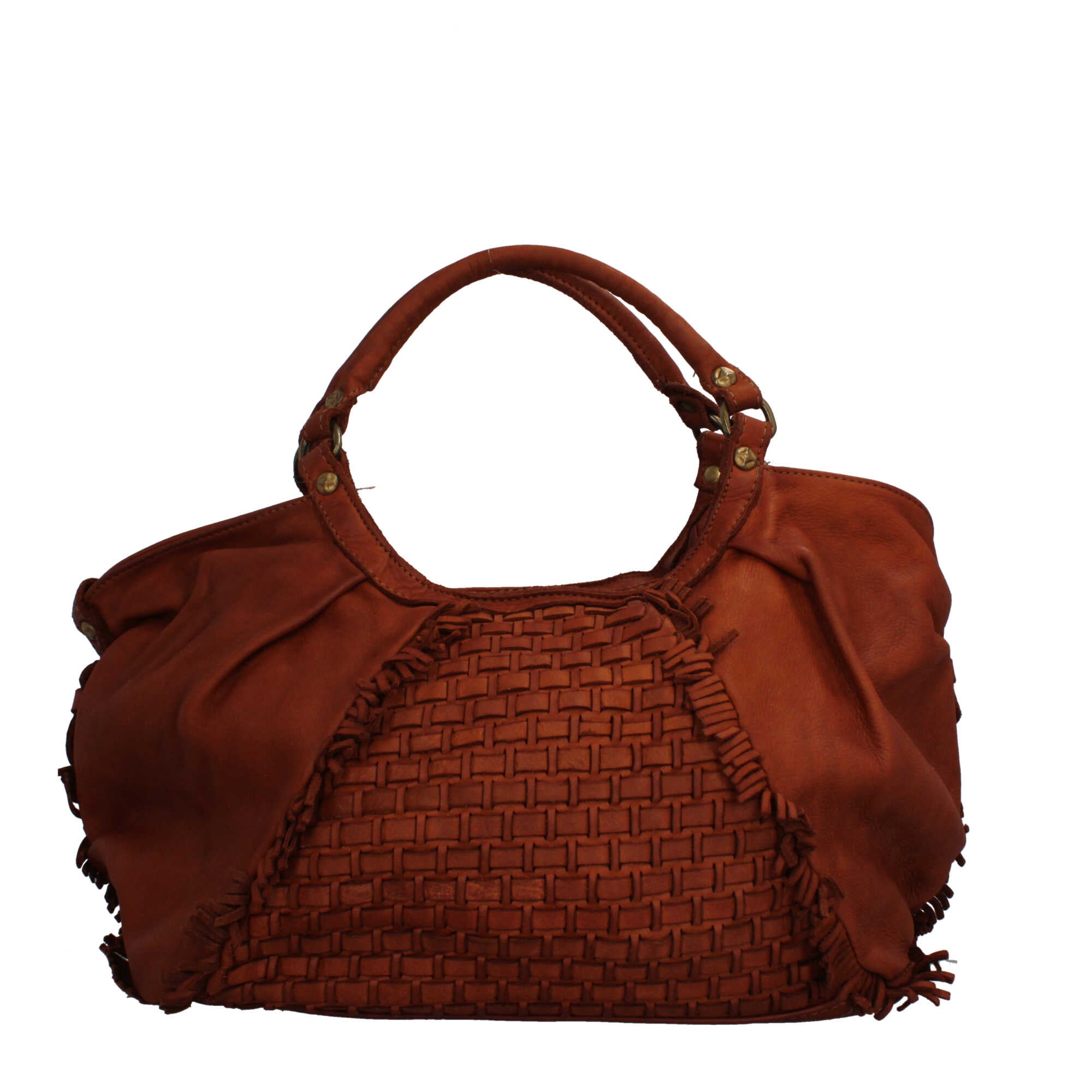 Borsa Made in Italy in pelle intrecciata con tracolla