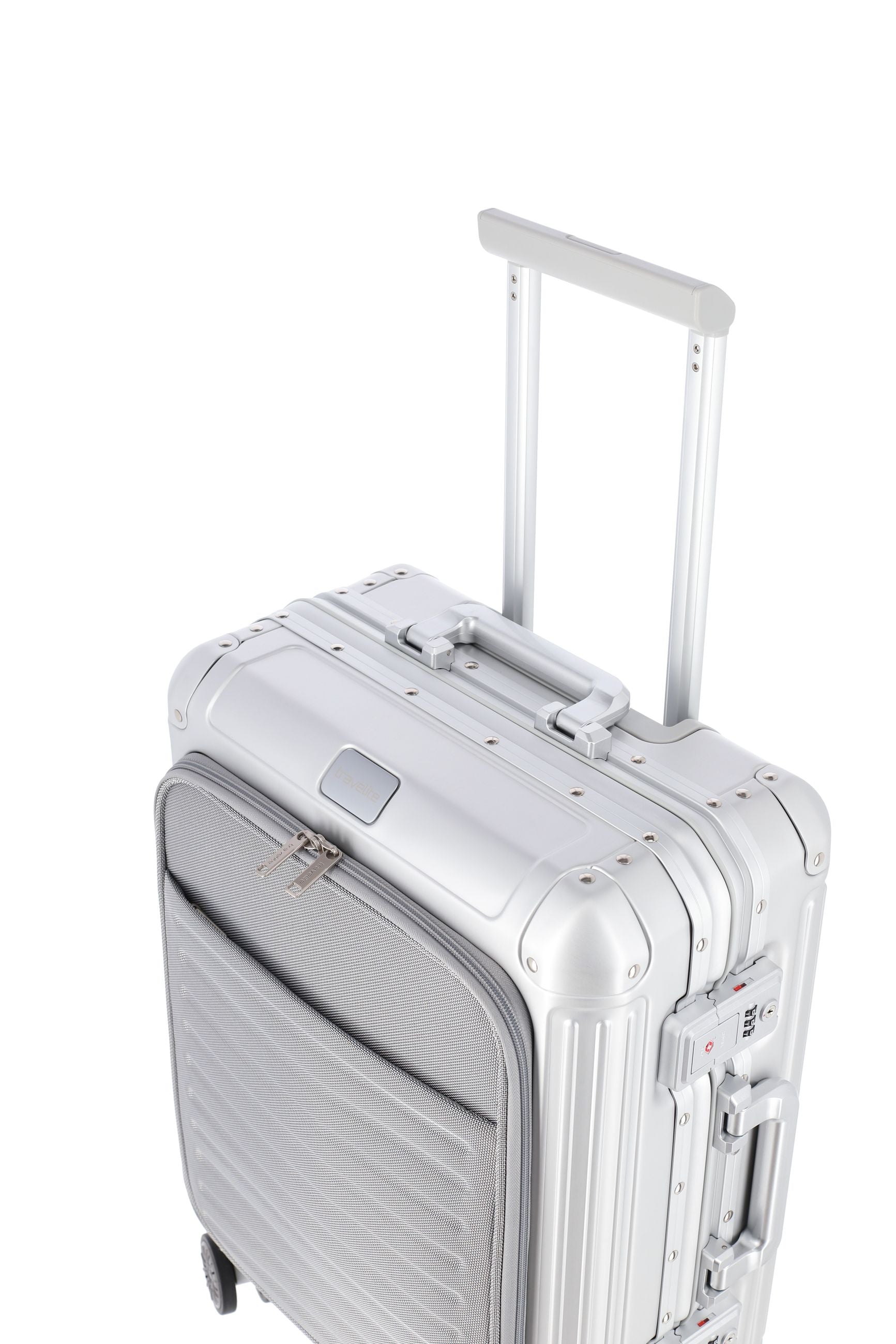 Valigia bagaglio a mano Travelite Next S+ in alluminio con TSA e tasca laptop