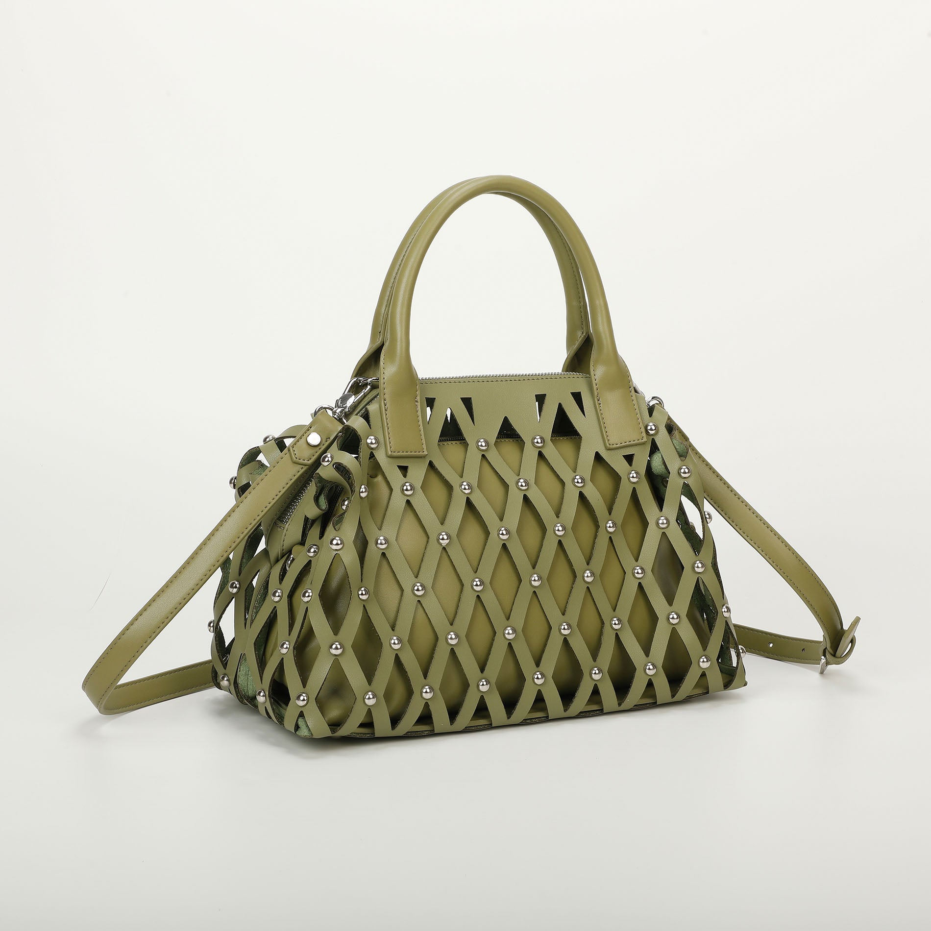 Mimi Mua borsa bauletto effetto rete con borchie