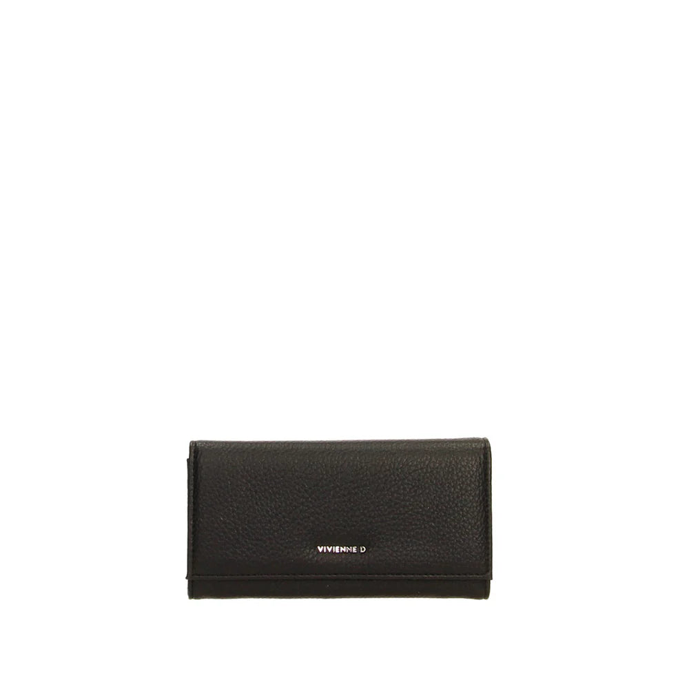 Portafoglio Vivienne D donna grande elegante con patta stile moderno Nero TU | Giò Fashion