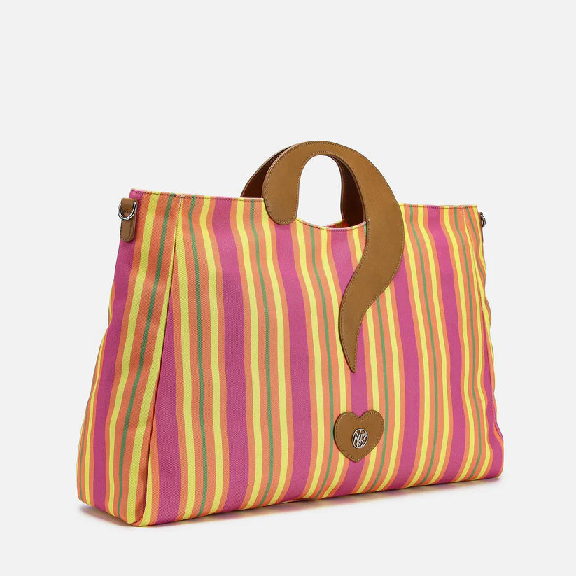 YNot borsa shopping a righe con punto interrogativo