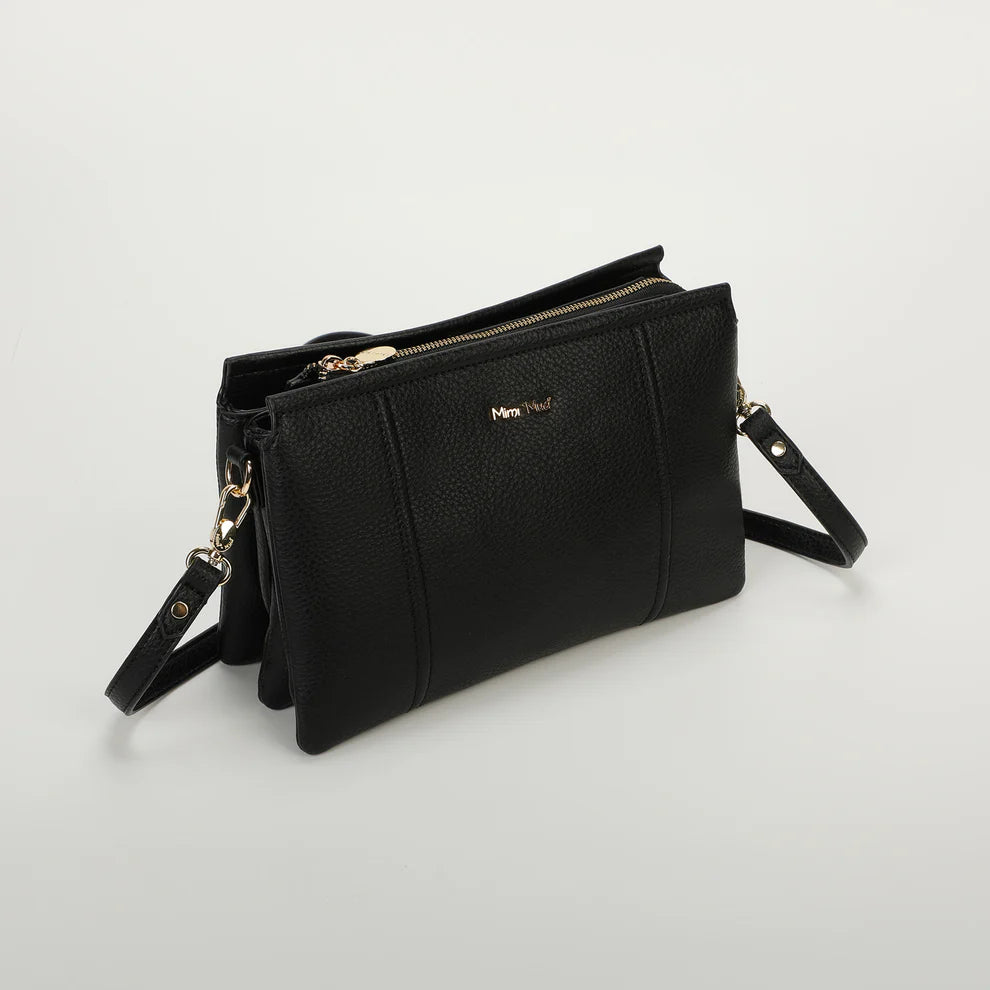 Borsa a tracolla Mimo Mua minimal con finitura effetto pelle NERO TU | Giò Fashion