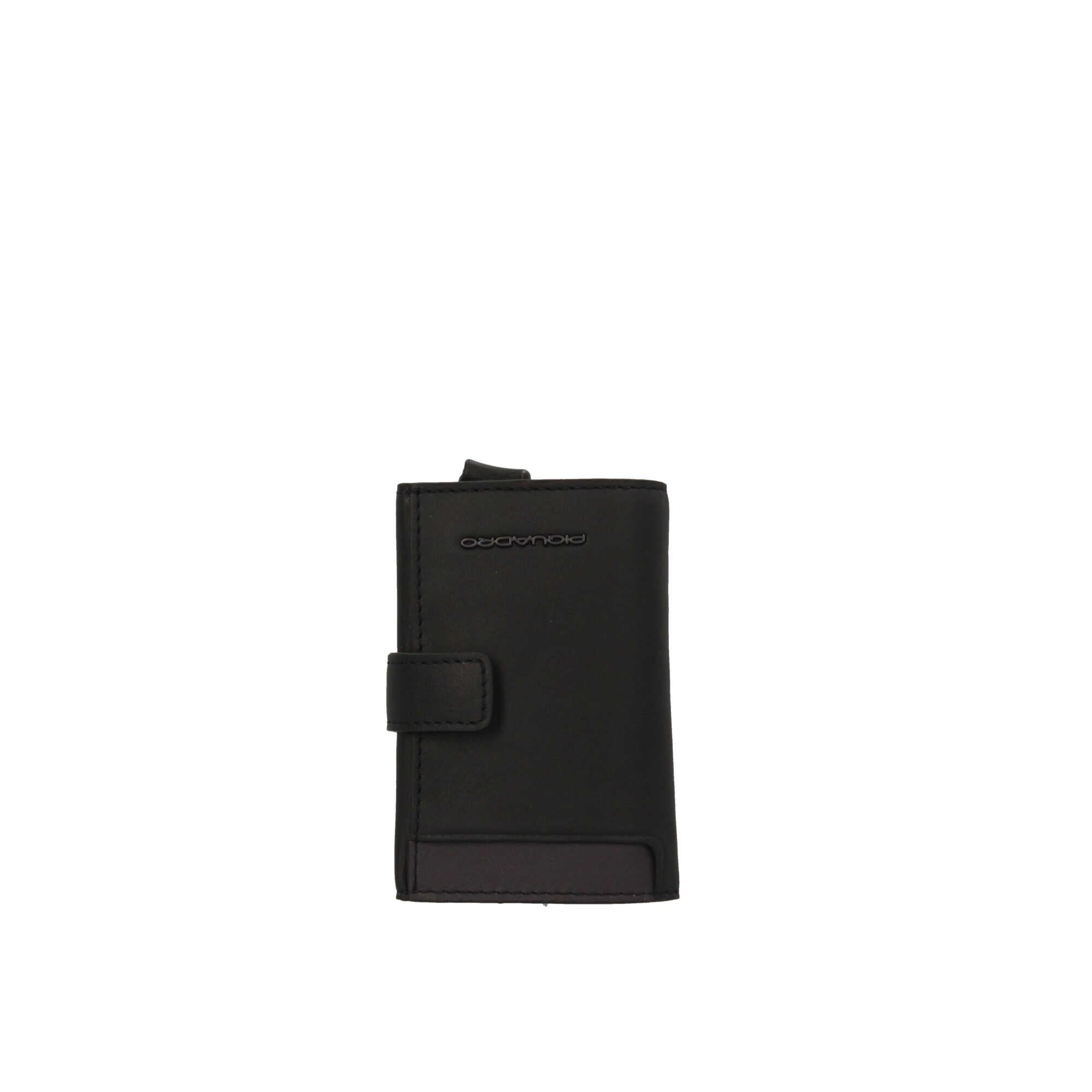 Porta carte di credito Piquadro in metallo e pelle singolo