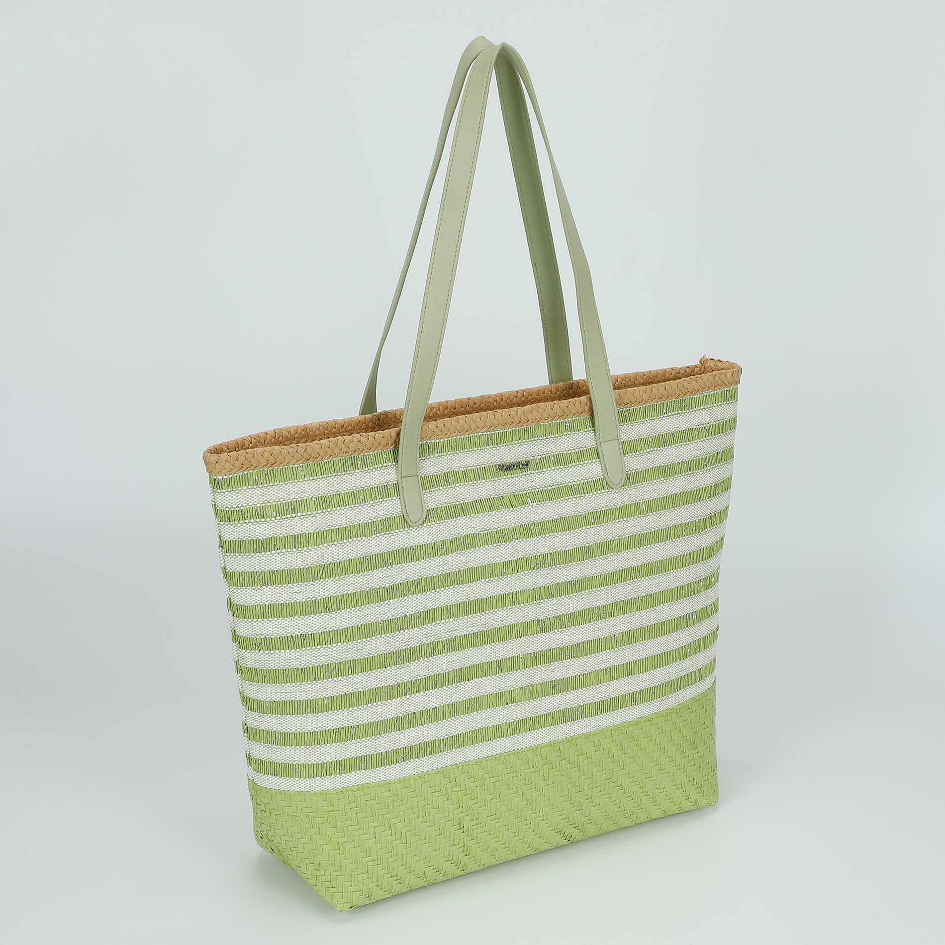Borsa Mimi Mua in paglia intrecciata con manici lunghi