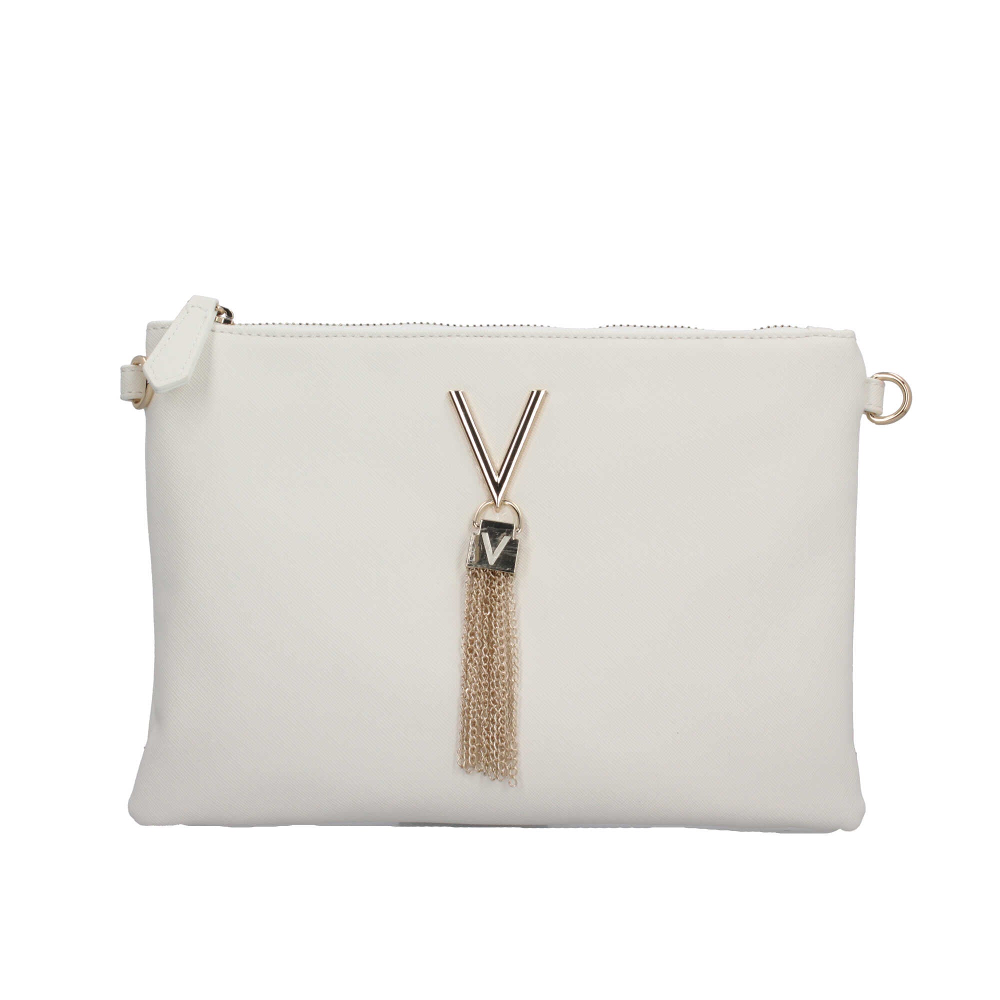 Valentino pochette elegante con tracolla a catena e logo frontale