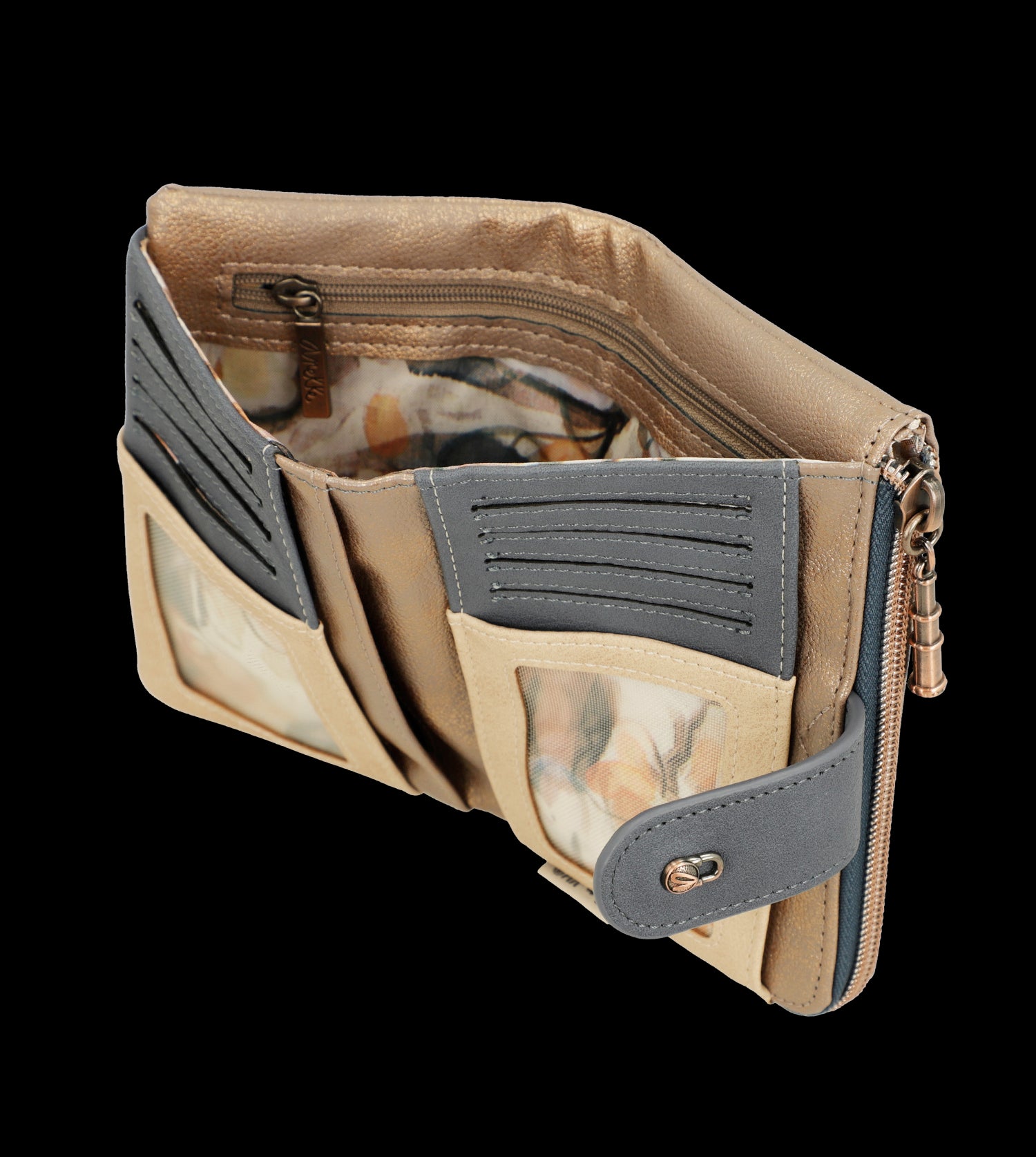 Portafoglio Anekke compatto ed elegante con doppia zip
