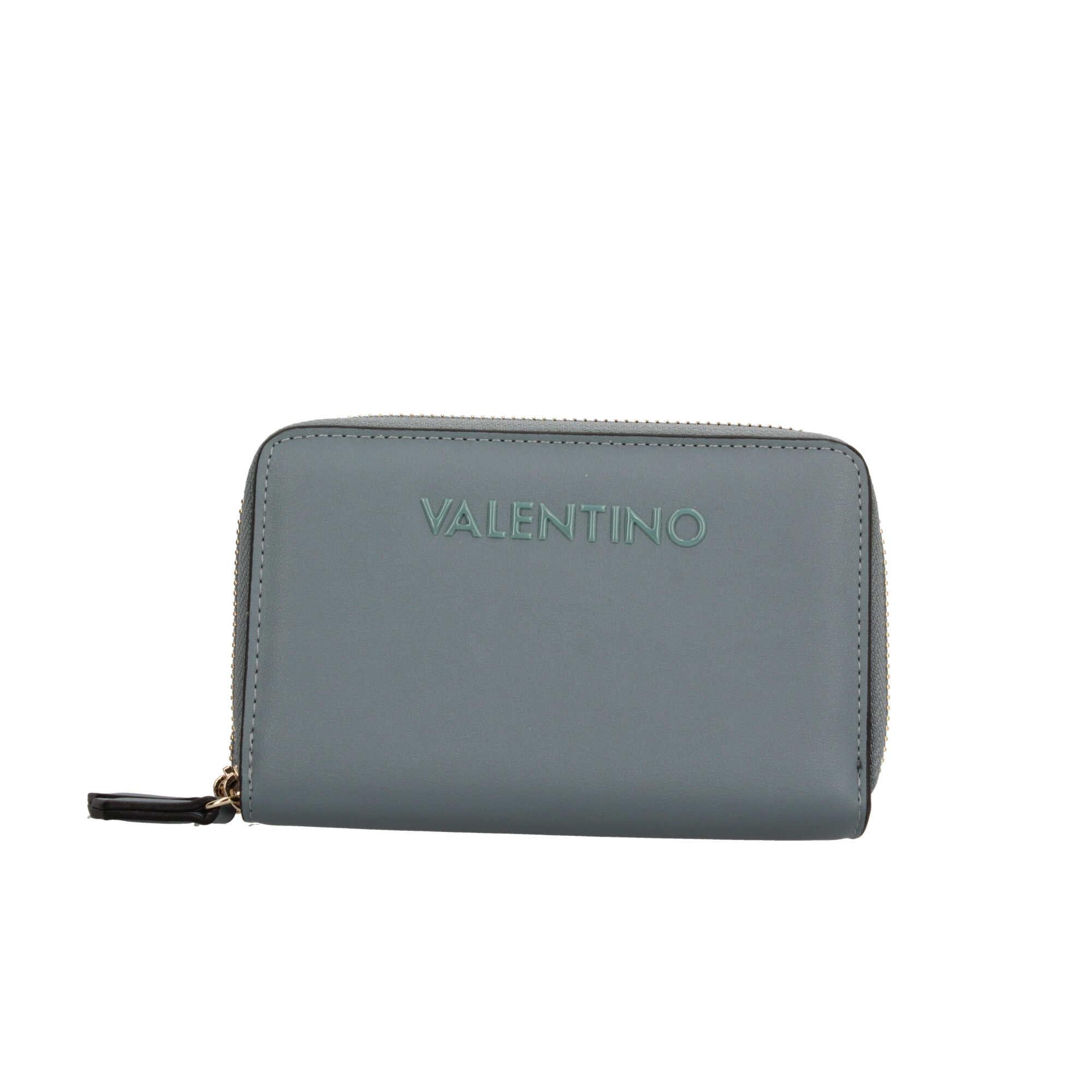 Portafoglio Valentino in Nappa con Chiusura Zip e Logo in Rilievo