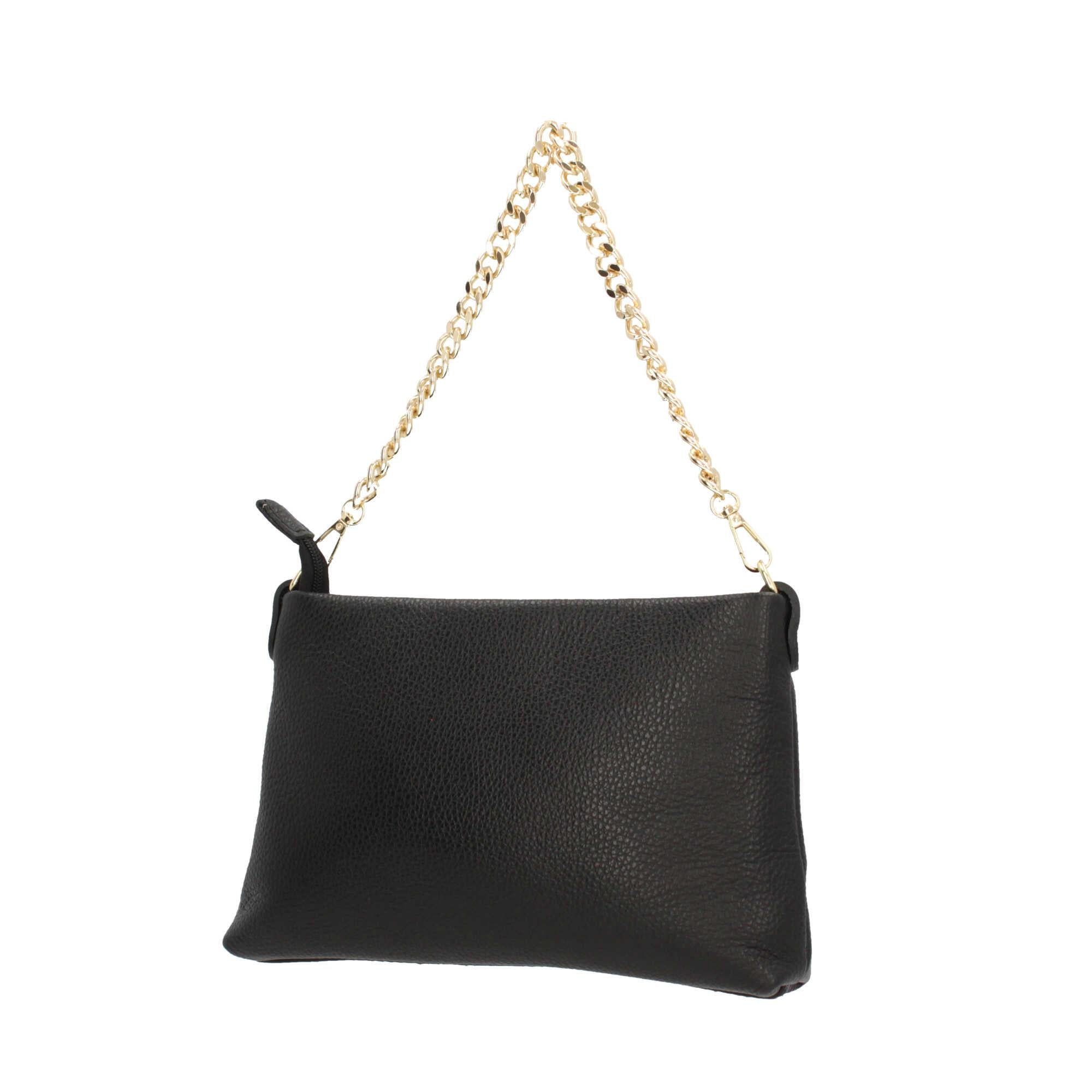 Borsa a spalla in vera pelle con catena Made In Italy