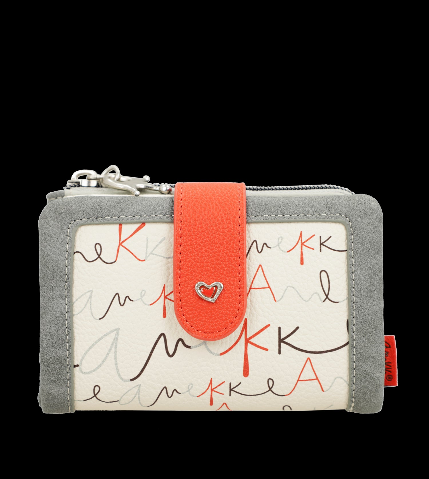 Portafoglio Anekke con cuore ricamato e chiusura zip