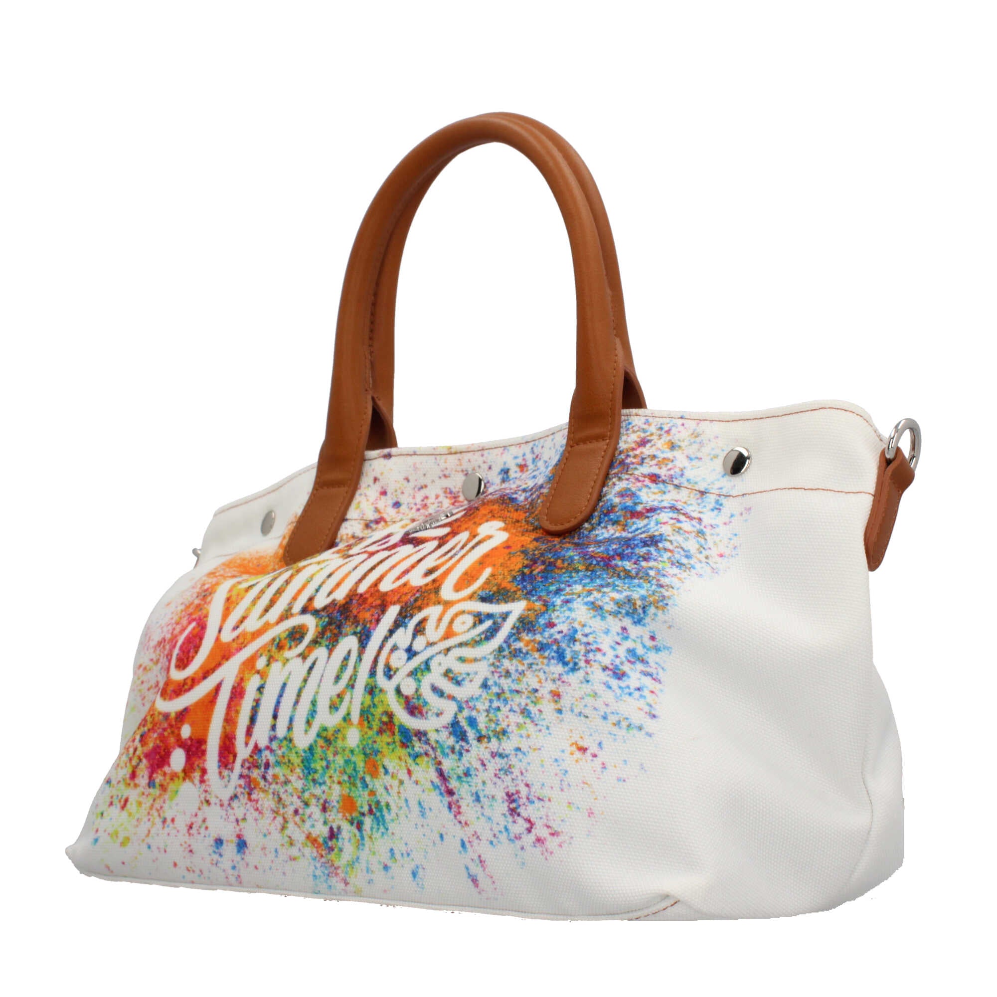 Borsa mare Ynot in tessuto con stampa estiva e tracolla rimovibile