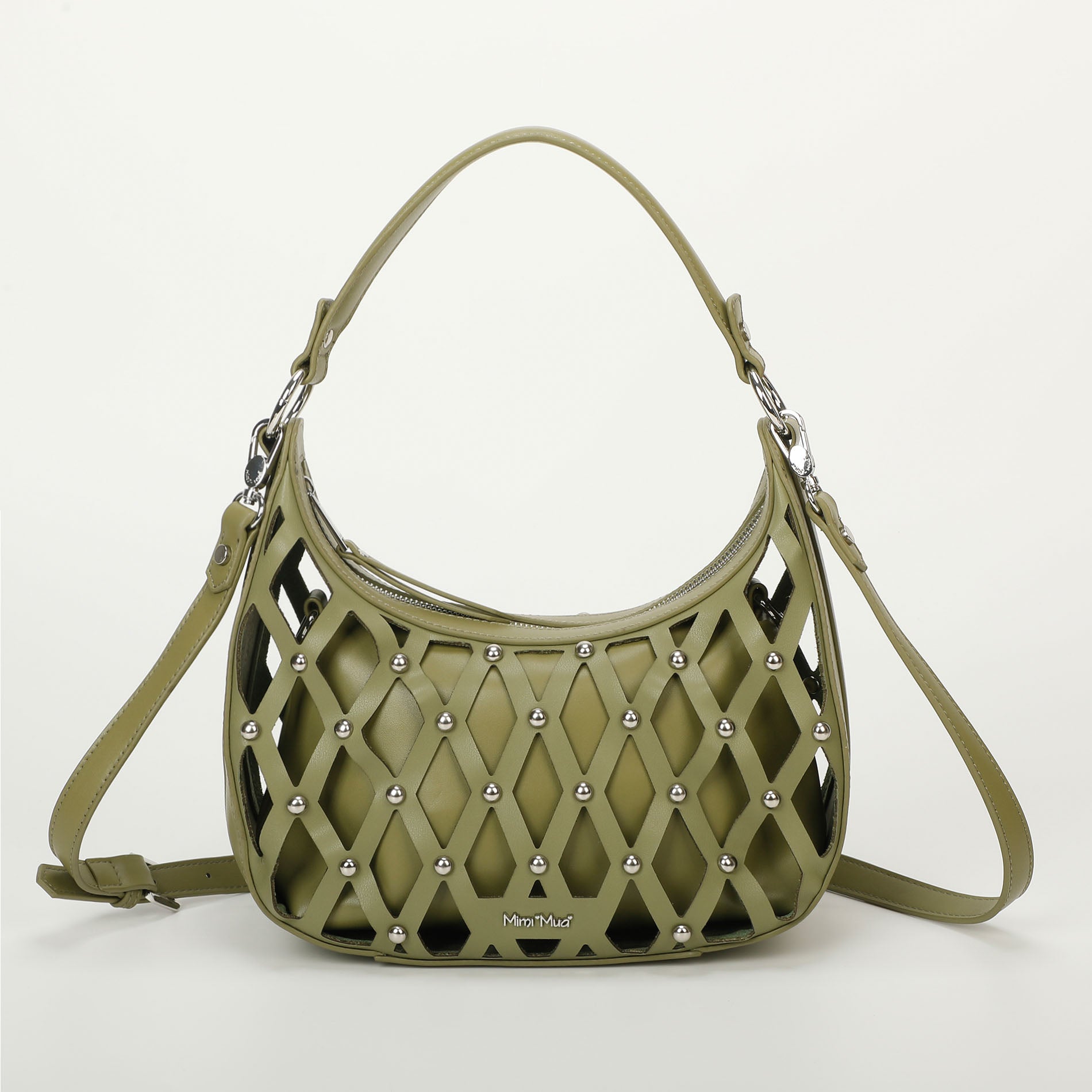 Mimi Mua borsa a spalla effetto rete con borchie