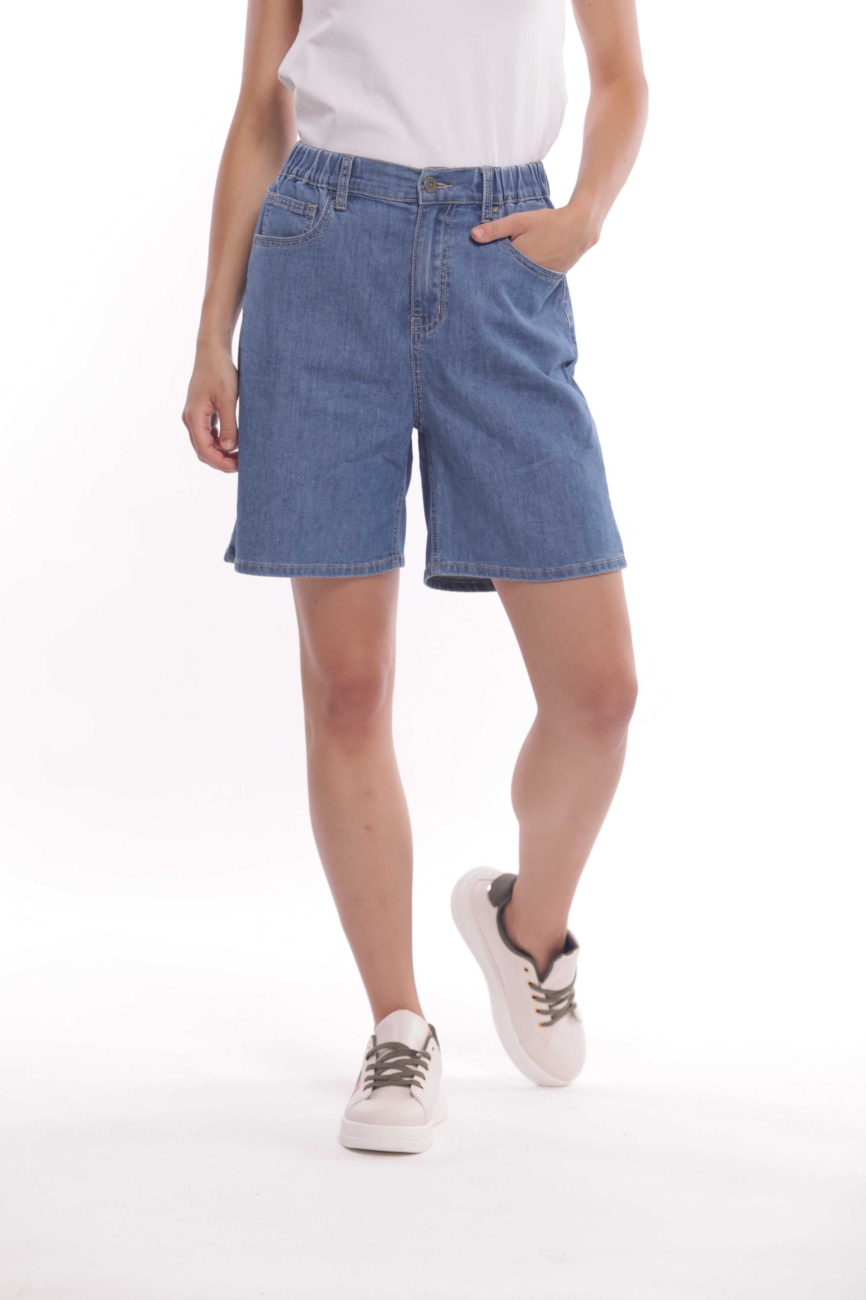 Mimi Mua Pantaloncini in Denim Chambray