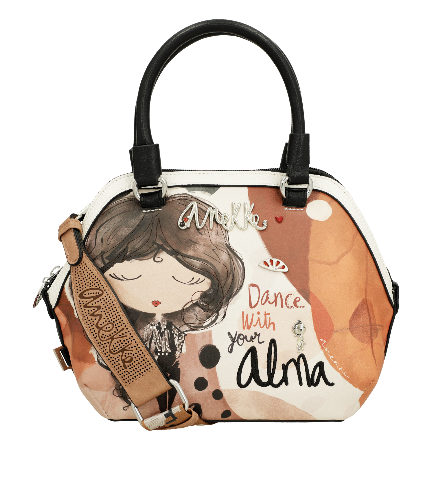 Borsa a mano Anekke con stampa artistica e tracolla regolabile Beige TU | Giò Fashion