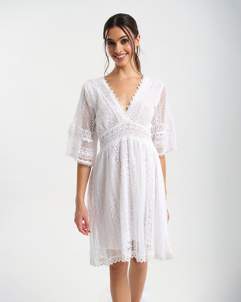 Ble Resort Collection Abito Ricamato a Maniche 3/4