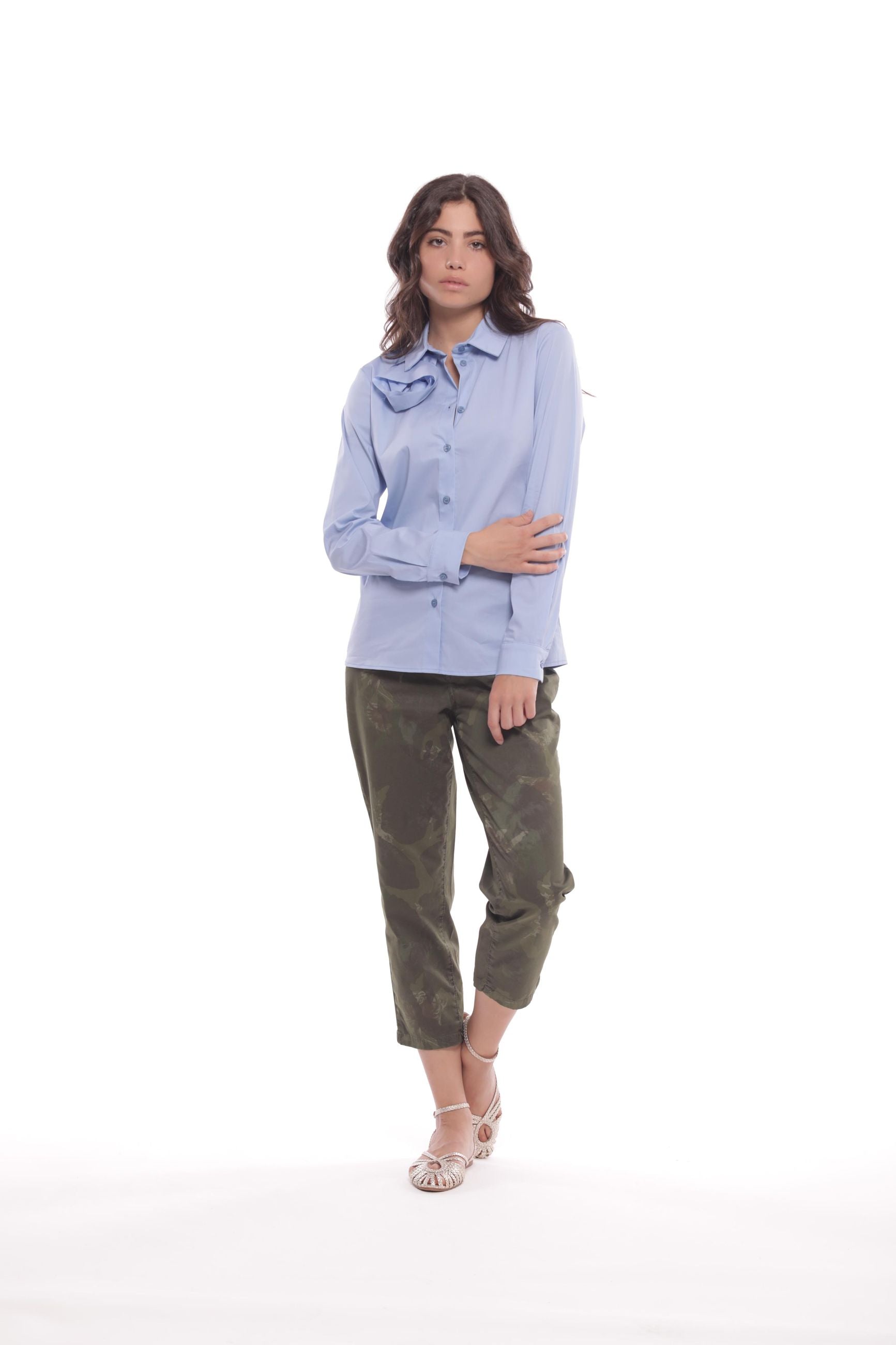 Minimua Pantalone con Fantasia Camouflage in Cotone Verde S | Giò Fashion