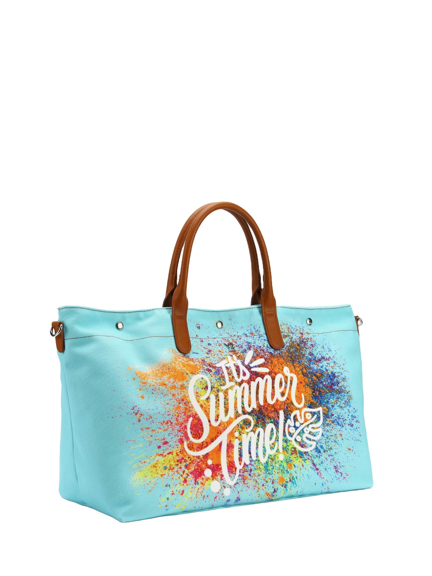 Borsa mare grande Ynot con stampa estiva e tracolla regolabile