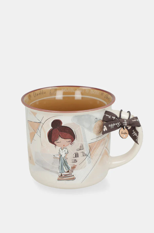 Tazza Anekke in ceramica con manico decorato design illustrato originale Bianco TU | Giò Fashion