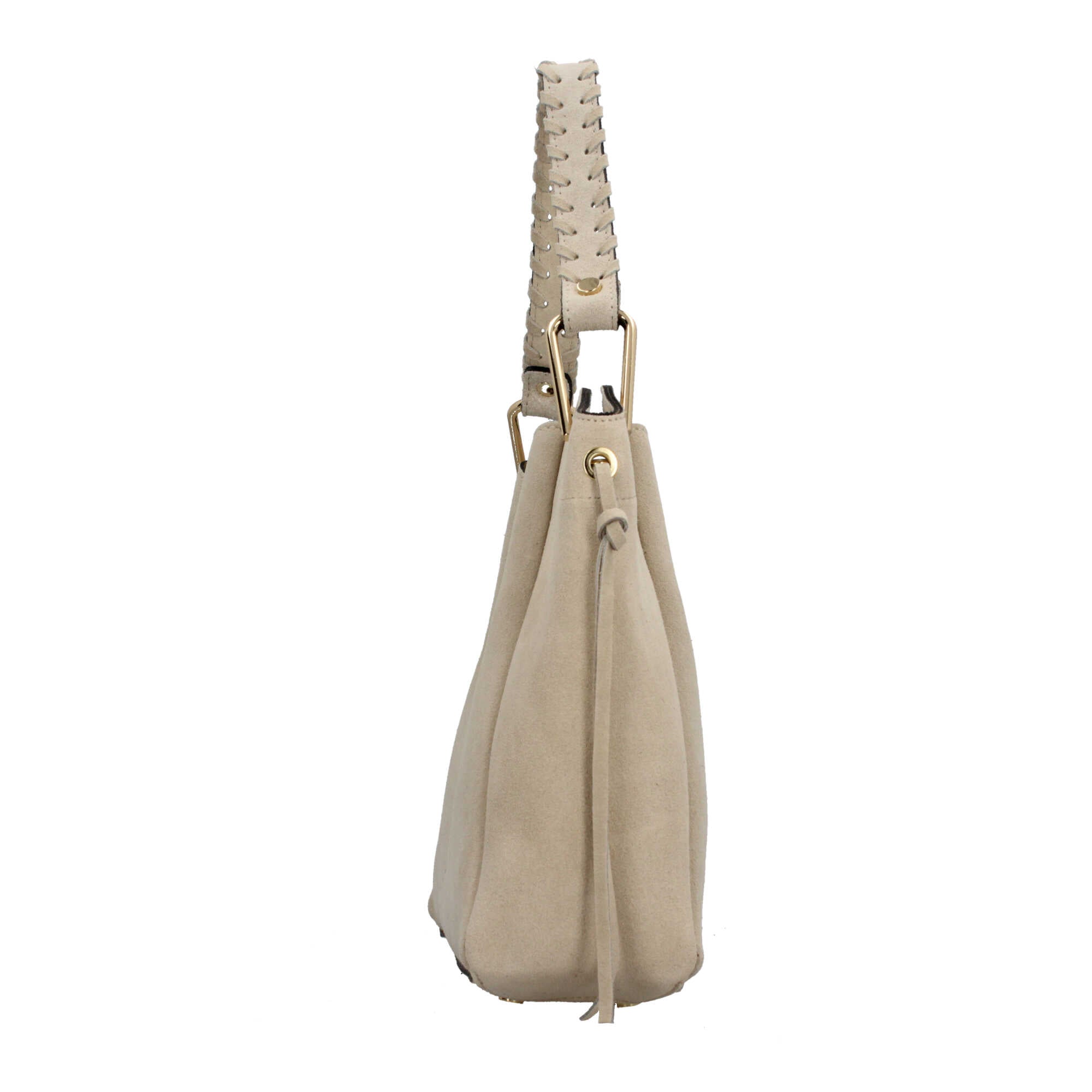 Borsa Made in Italy a spalla in vera pelle con manico intrecciato