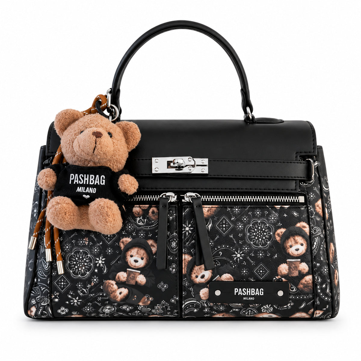 Borsa a mano Pash Bag Vintage Kelsie con charm orsetto