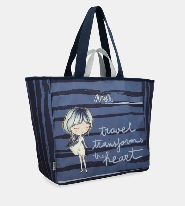 Borsa Shopper Anekke con Stampa Nautica e Doppi Manici