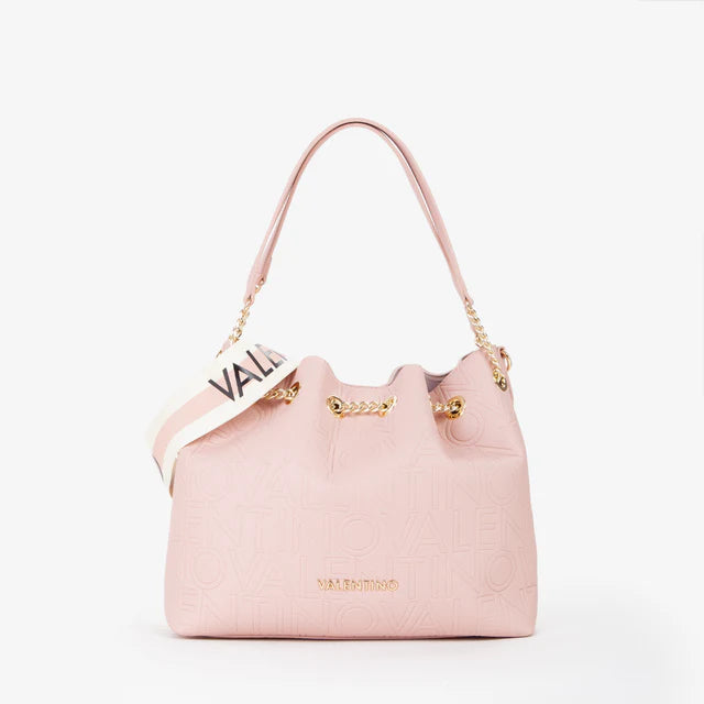 Borsa Valentino a secchiello con catena dorata e logo in rilievo Rosa TU | Giò Fashion