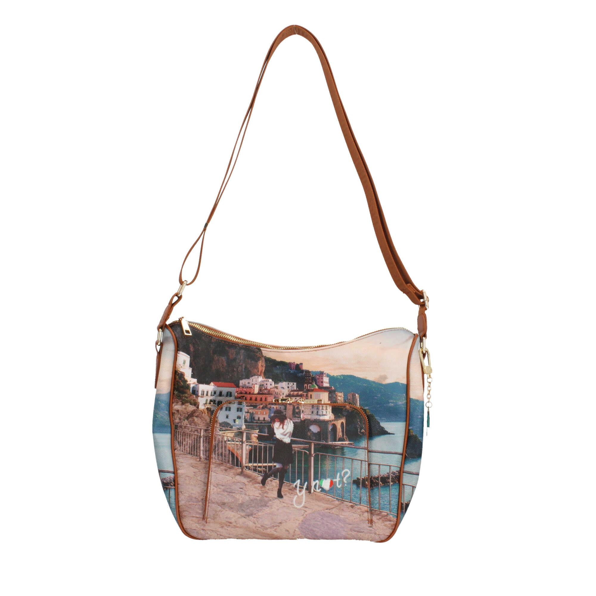 Borsa a tracolla con citta y not