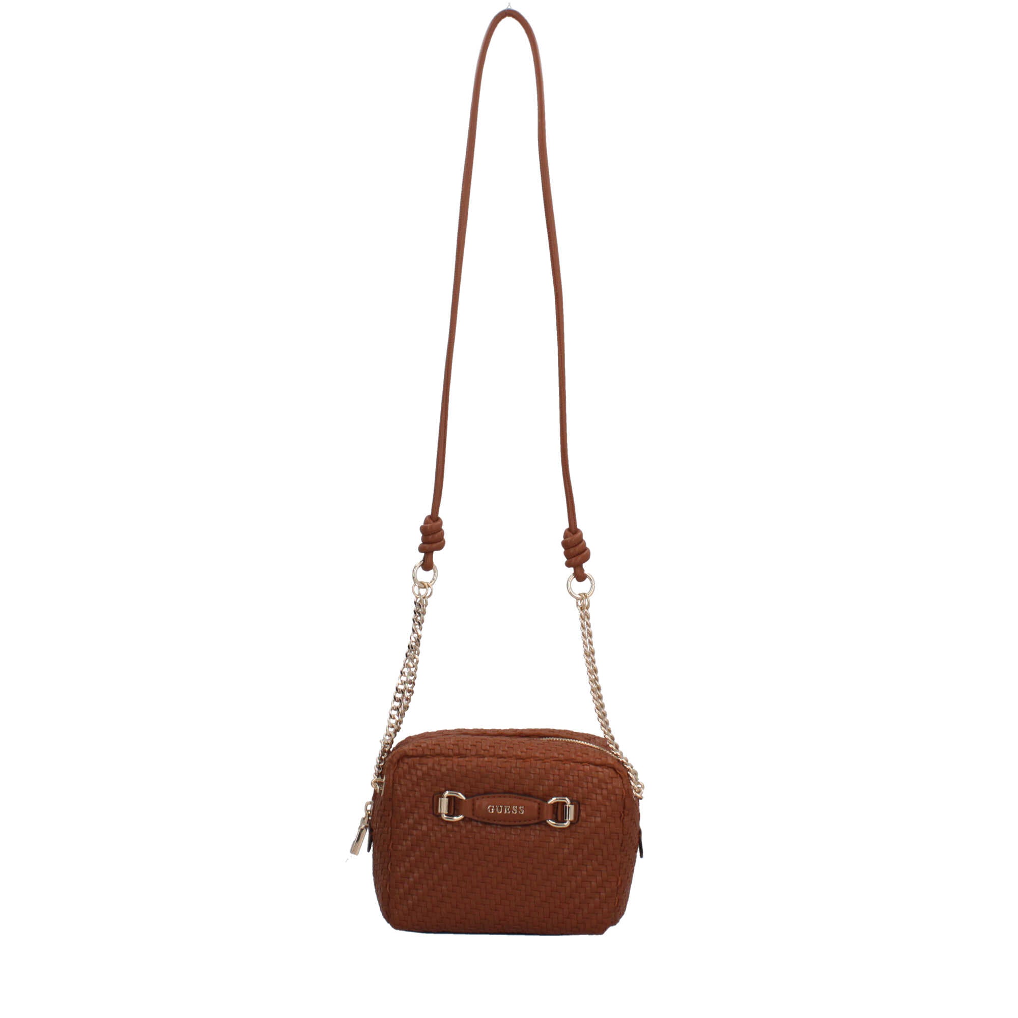 Borsa a tracolla Guess con effetto intrecciato e catena Marrone TU | Giò Fashion