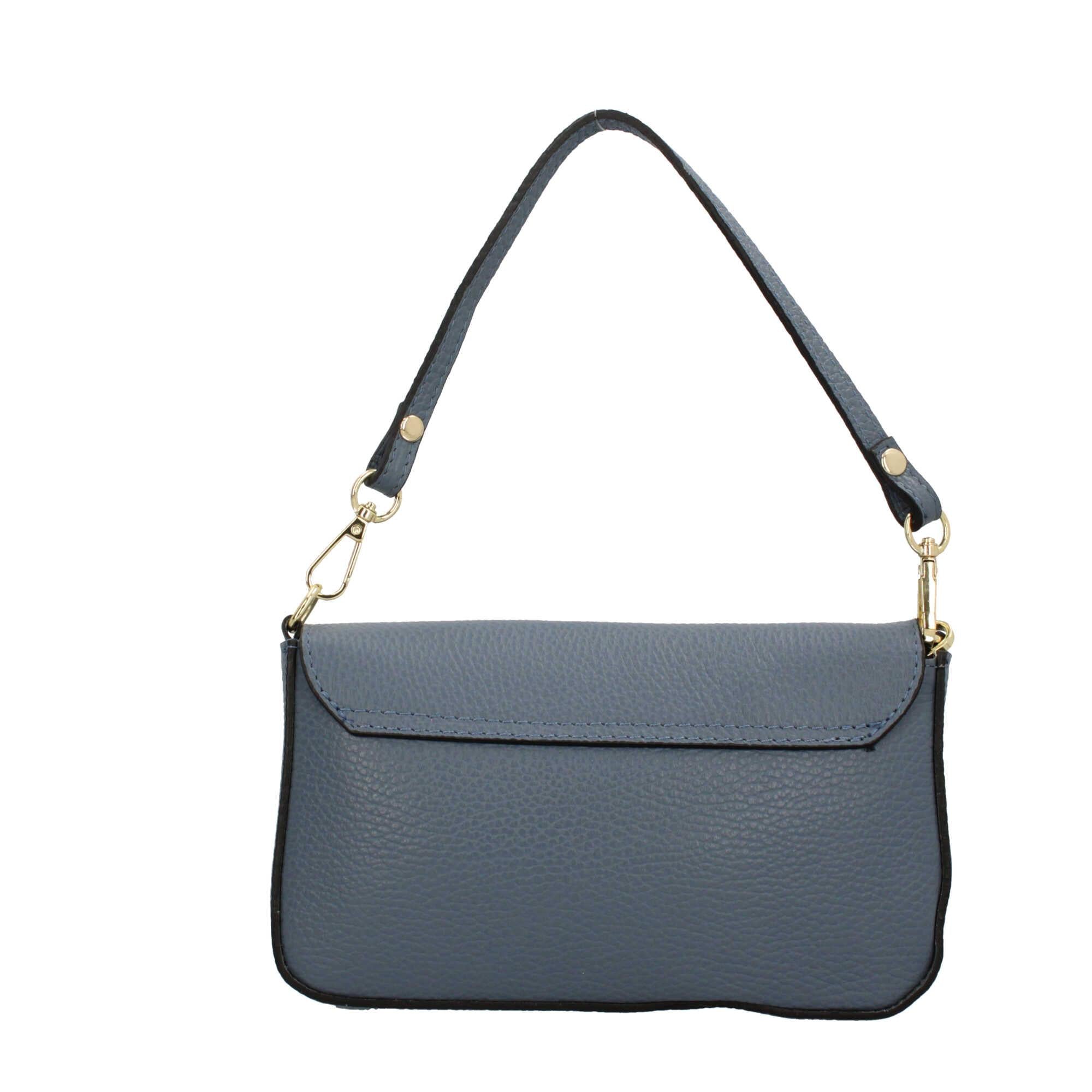 Borsa a spalla con chiusura con bottoncino in vera pelle