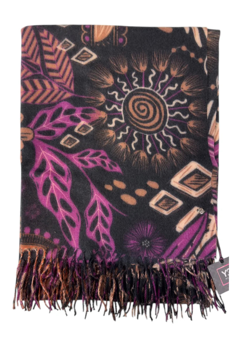 Sciarpa Y Not con frange e fantasia etnica