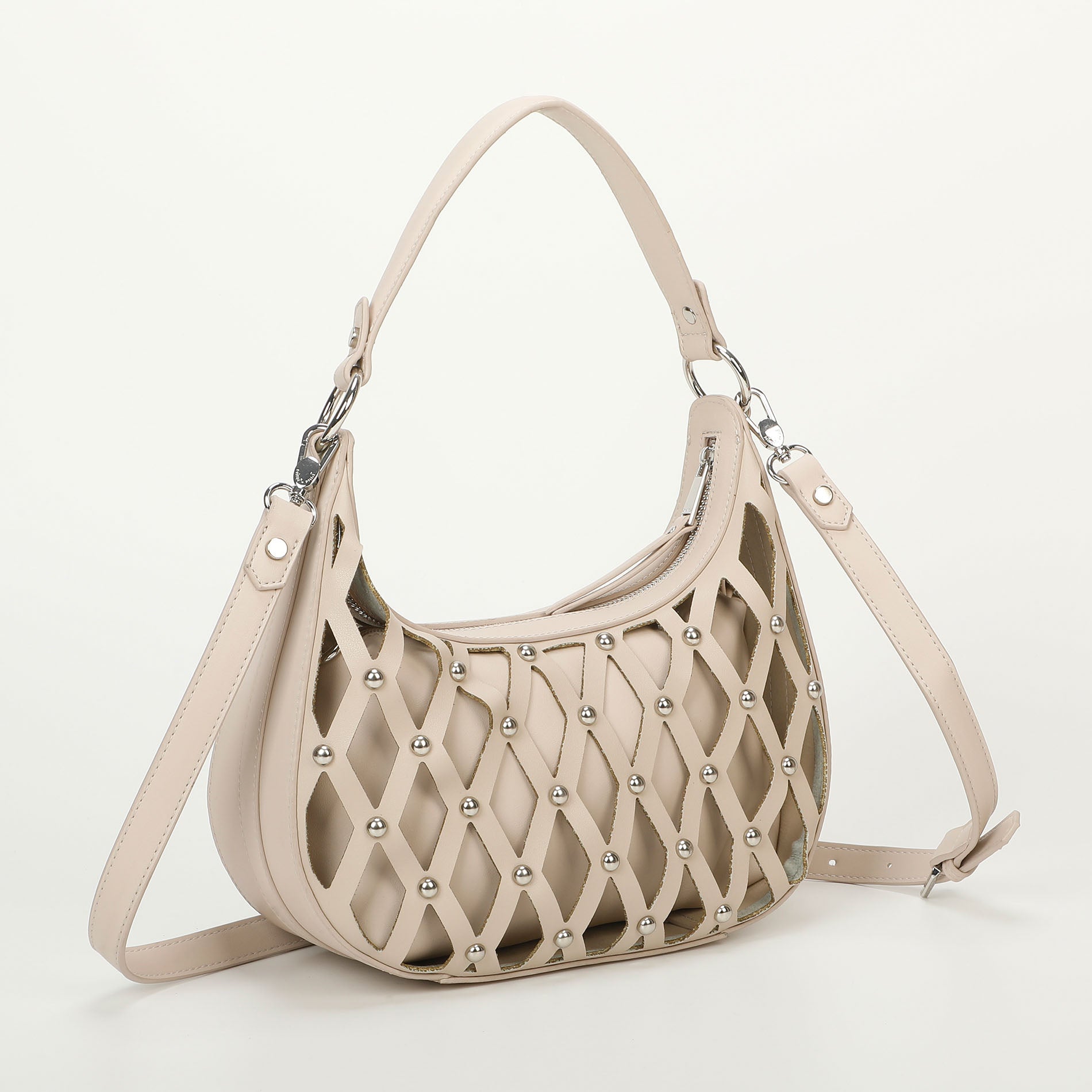 Mimi Mua borsa a spalla effetto rete con borchie