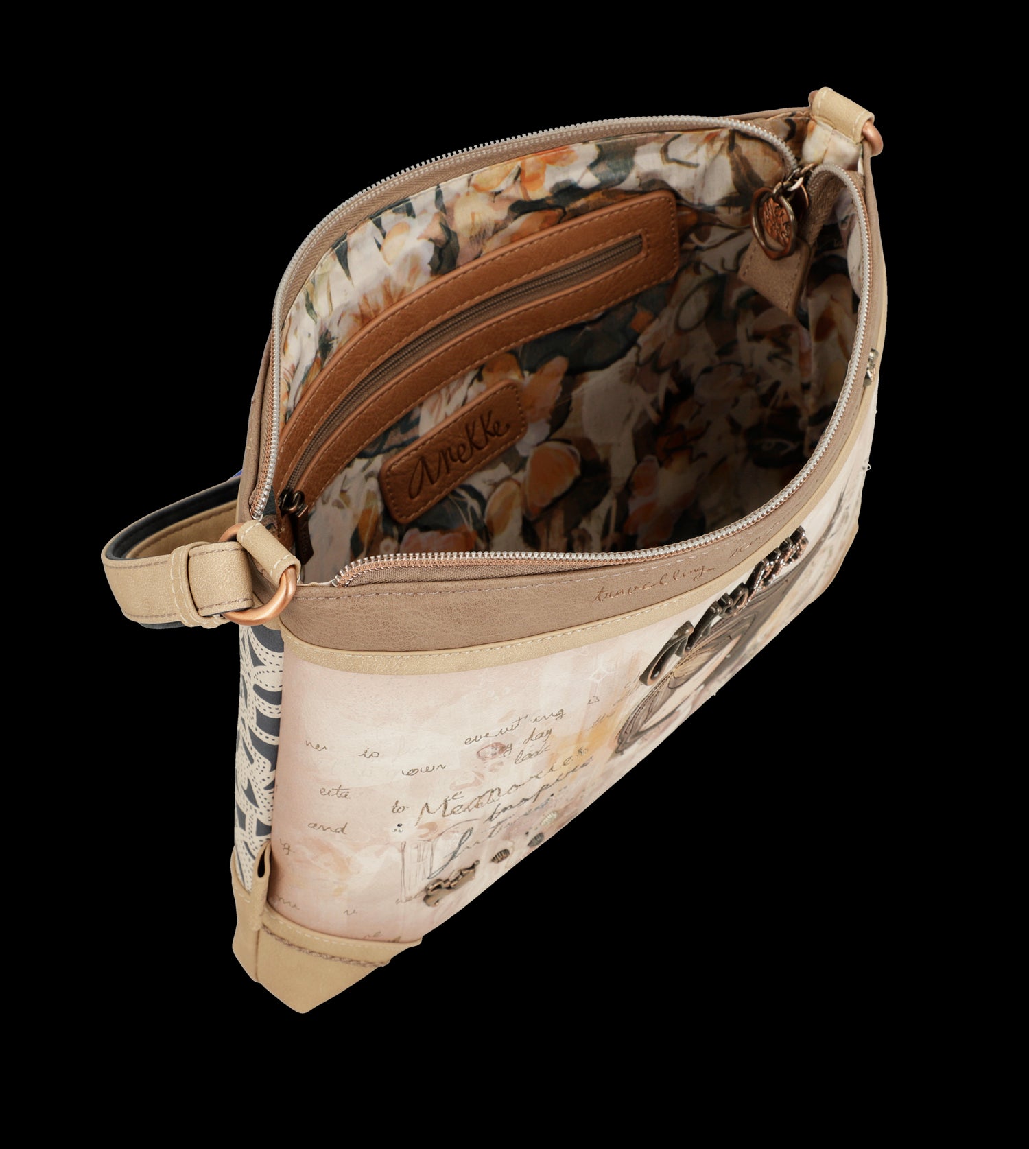Borsa a tracolla Anekke sottile ed elegante con illustrazione esclusiva