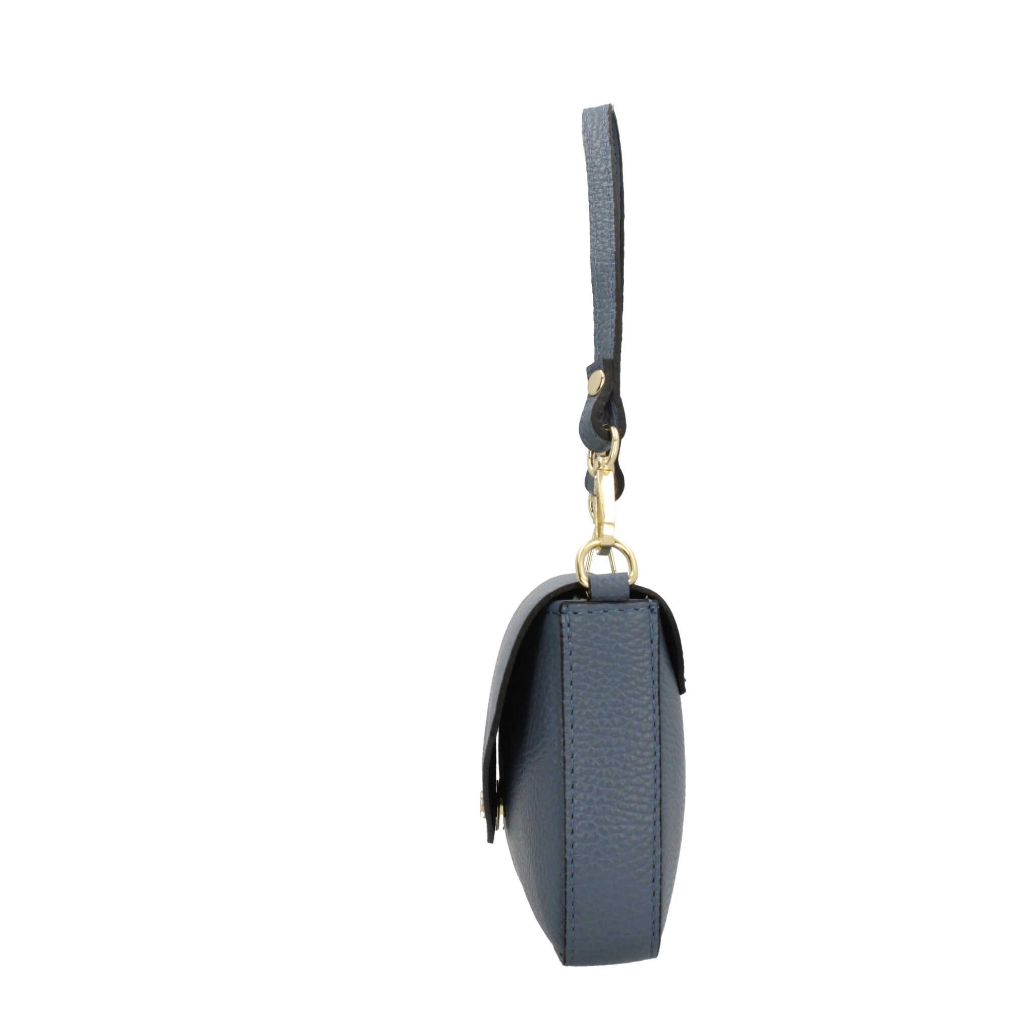 Borsa a spalla con chiusura con bottoncino in vera pelle