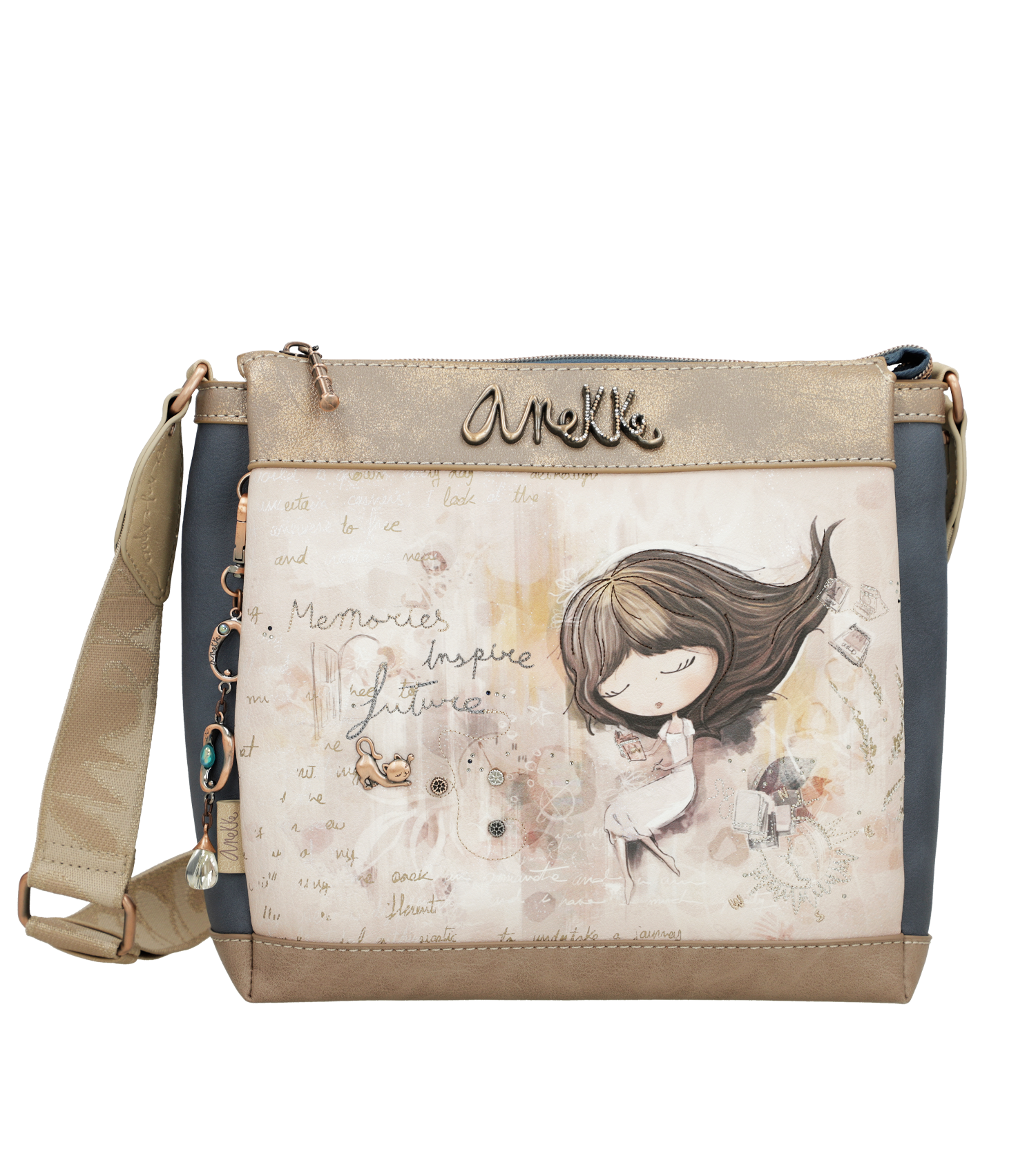 Borsa a tracolla Anekke elegante e pratica con dettagli artistici Blu TU | Giò Fashion