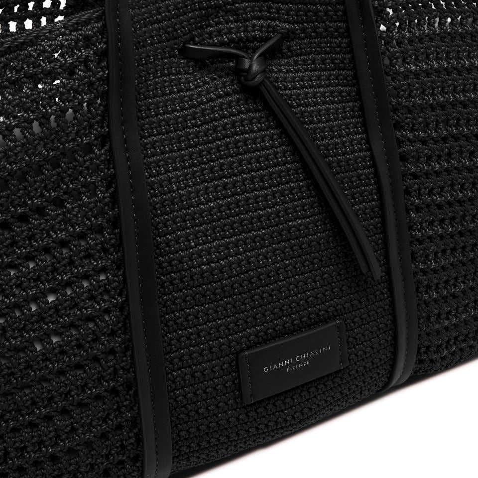 Shopping bag Gianni Chiarini in tessuto uncinetto con dettagli in pelle