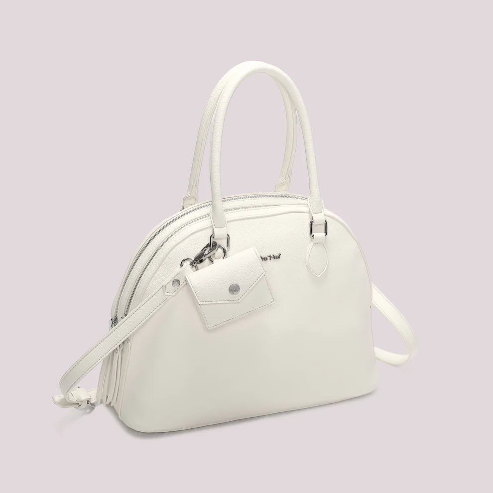 Mimi Mua borsa a mano elegante con tracolla e mini pouch coordinata Bianco TU | Giò Fashion