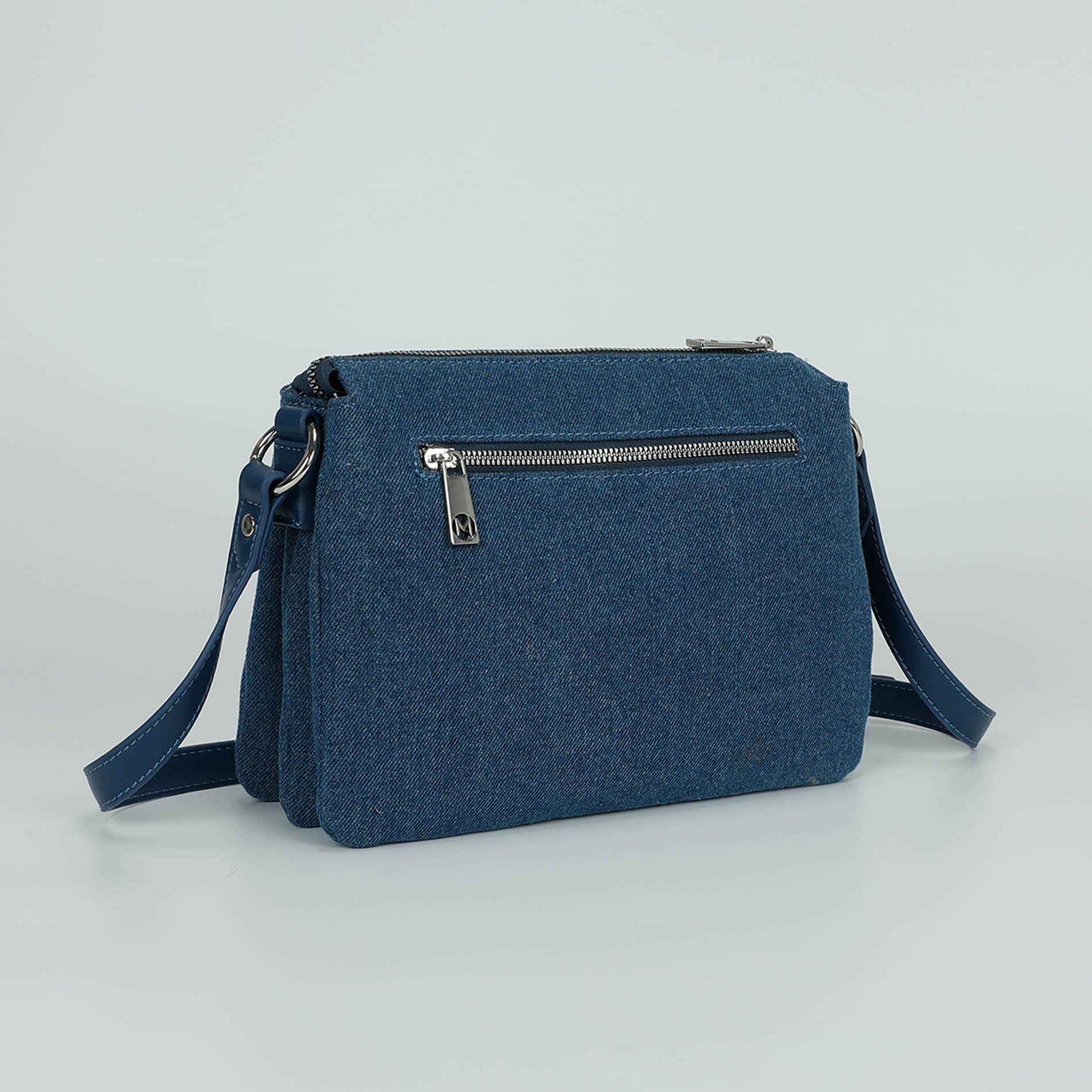Mimi Mua borsa a busta in jeans con strass