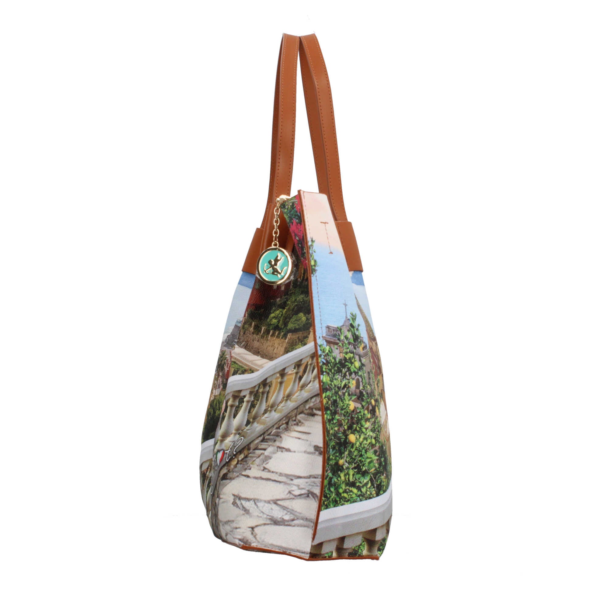 Shopping bag YNot capiente con stampa artistica e doppio manico