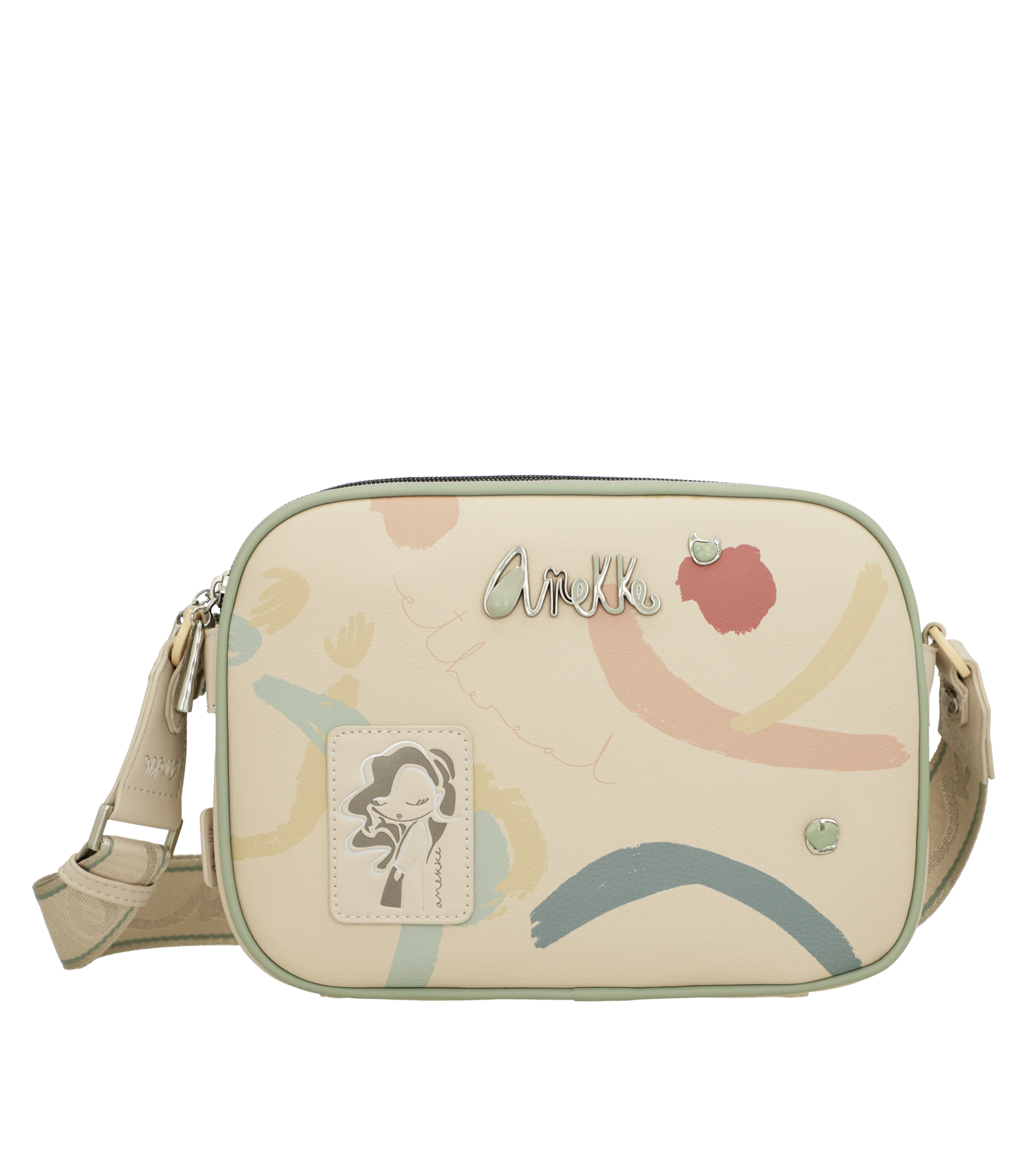 Borsa a tracolla Anekke con design artistico e dettagli decorativi Beige TU | Giò Fashion
