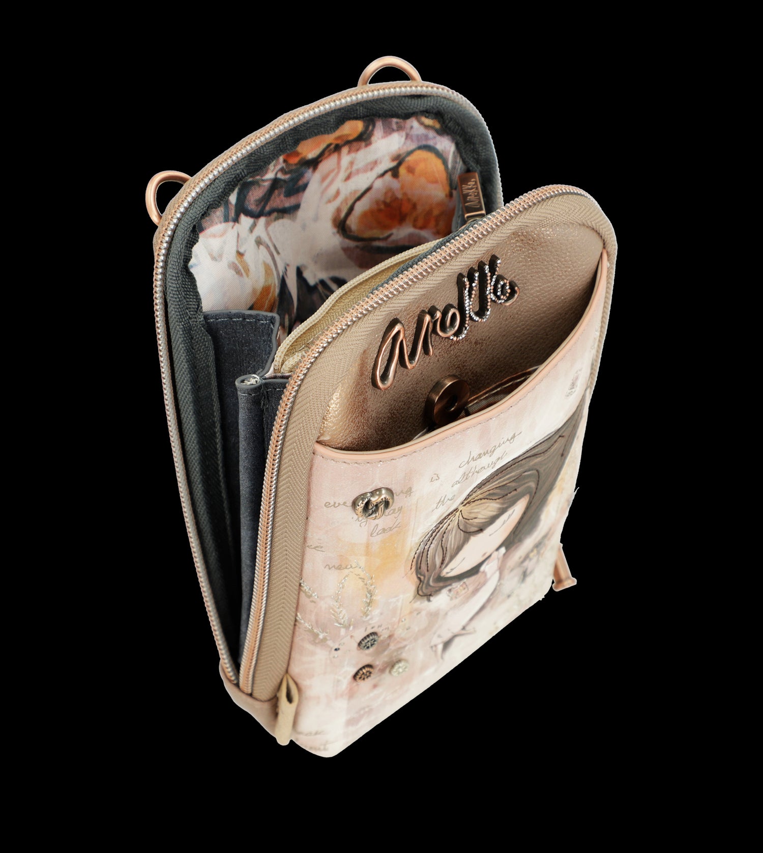 Mini borsa a tracolla Anekke compatta ed elegante con design artistico