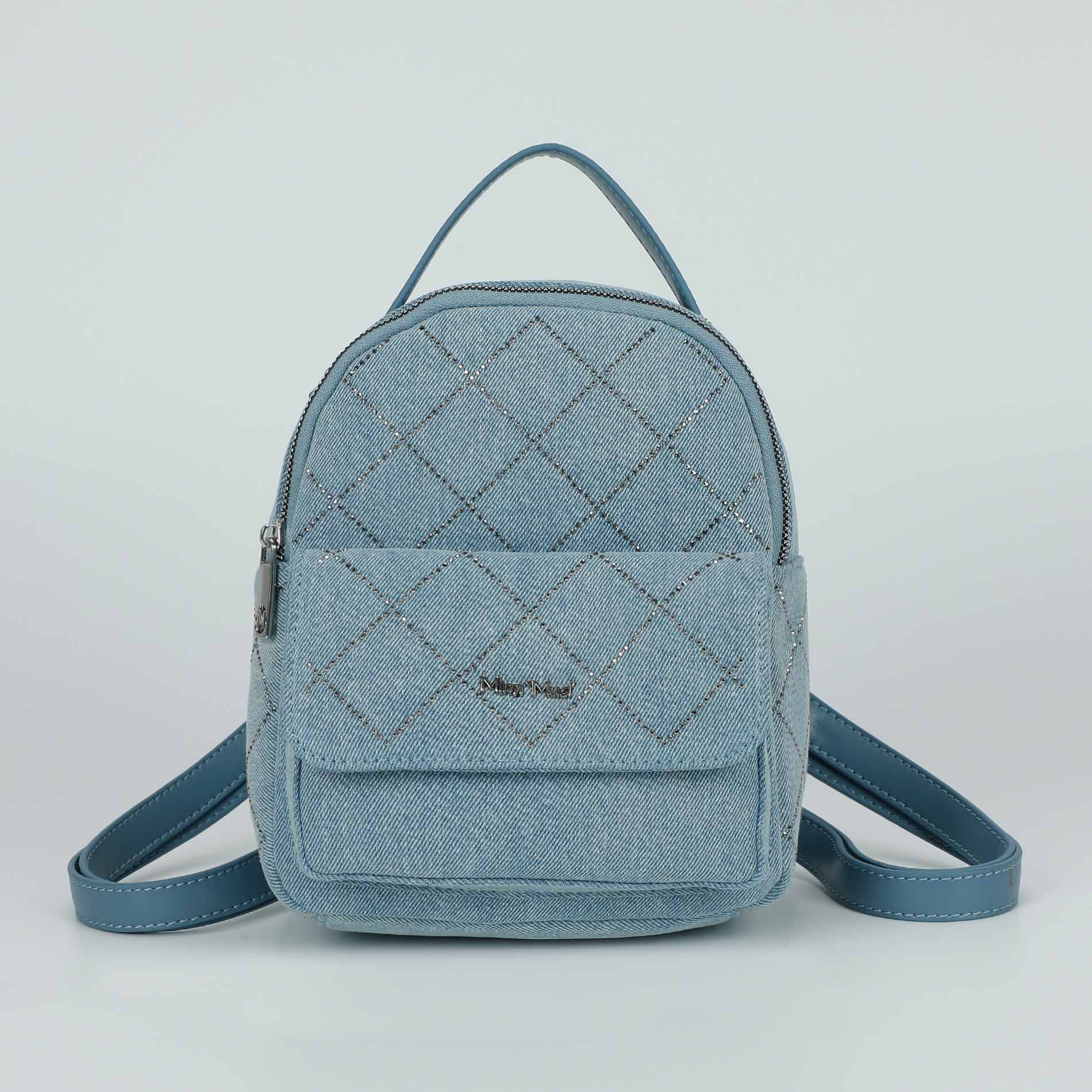 Mimi Mua zaino in jeans con strass Blu TU | Giò Fashion