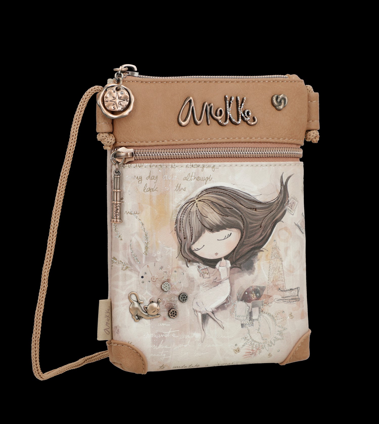 Borsa a tracolla piccola Anekke con design artistico e dettagli raffinati