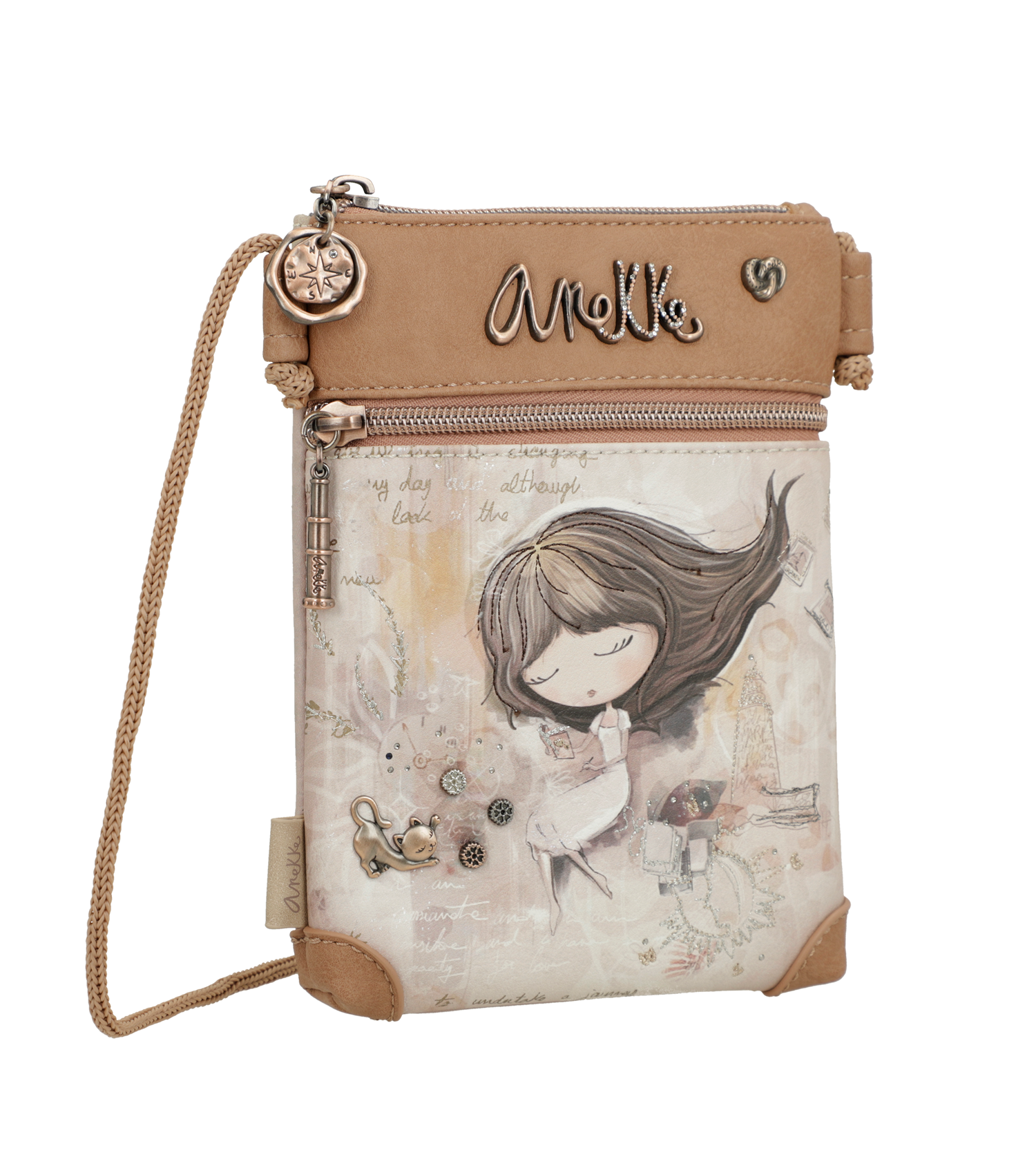 Borsa a tracolla piccola Anekke con design artistico e dettagli raffinati Marrone TU | Giò Fashion