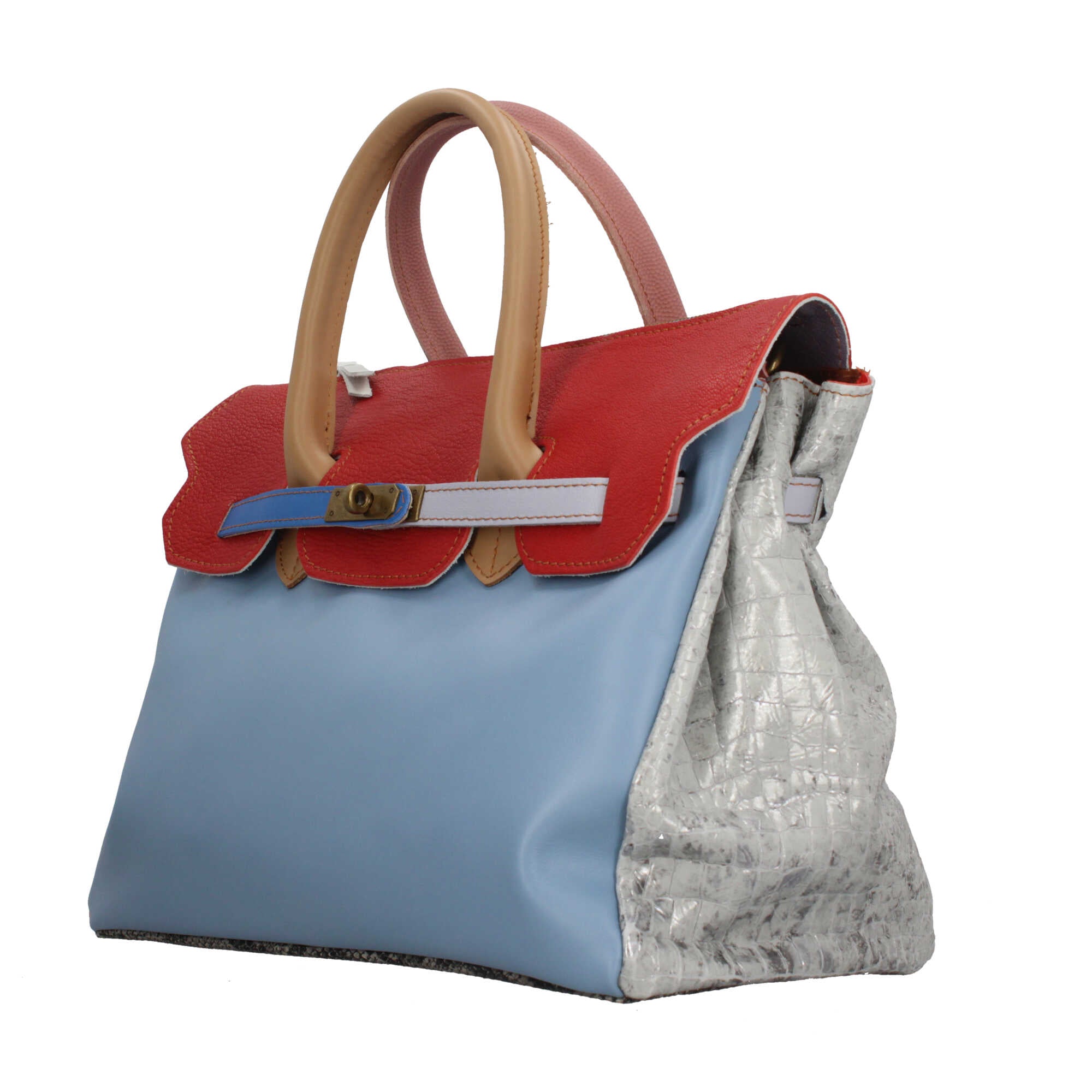 Borsa a mano elegante con design multicolore e chiusura twist