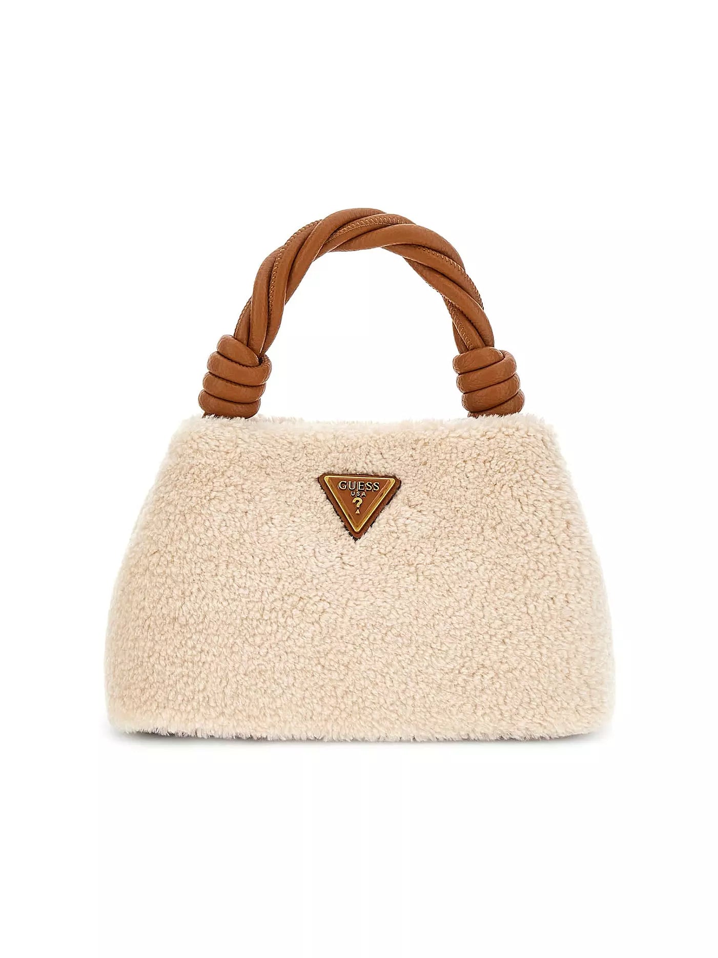 Borsa Guess a mano in peluche con manici intrecciati