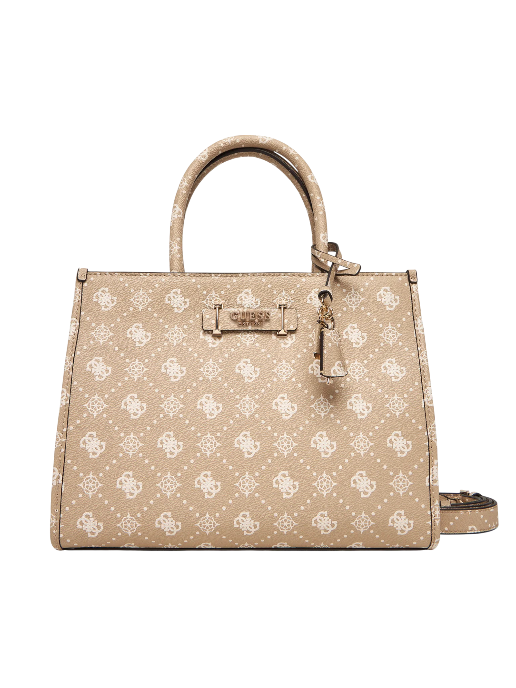Borsa a mano Guess con stampa monogram e charm